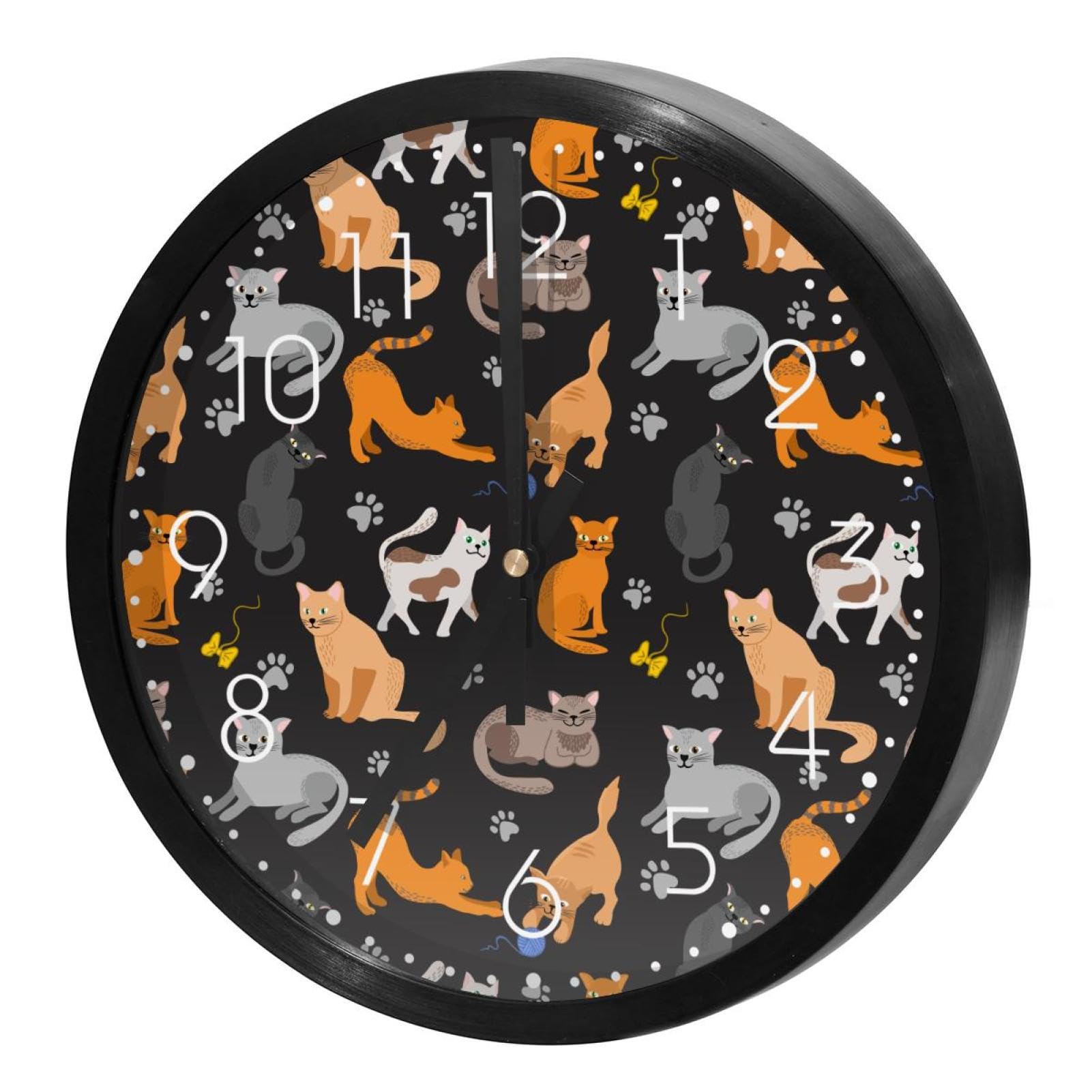 Horloge murale quartz chaton coloré pour décoration maison