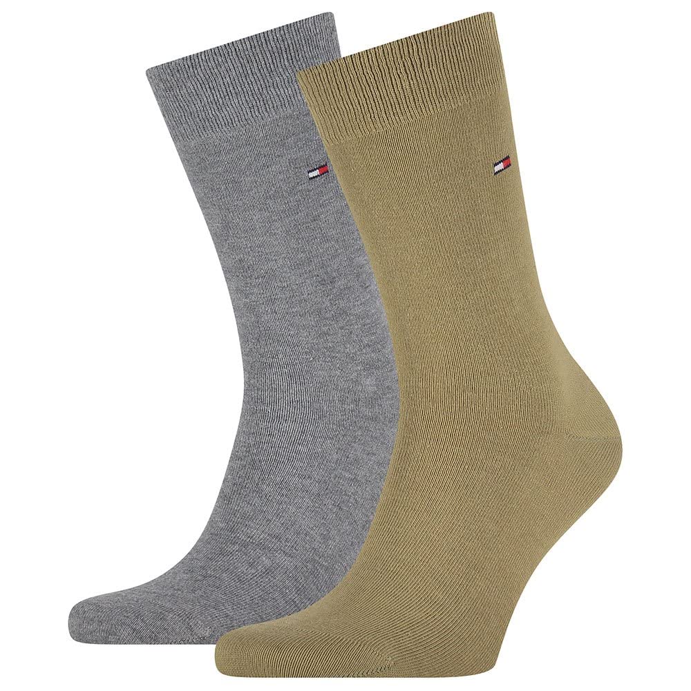 Tommy Hilfiger mens Classic Sock, olive/grey melange, 39-42 (2er Pack)