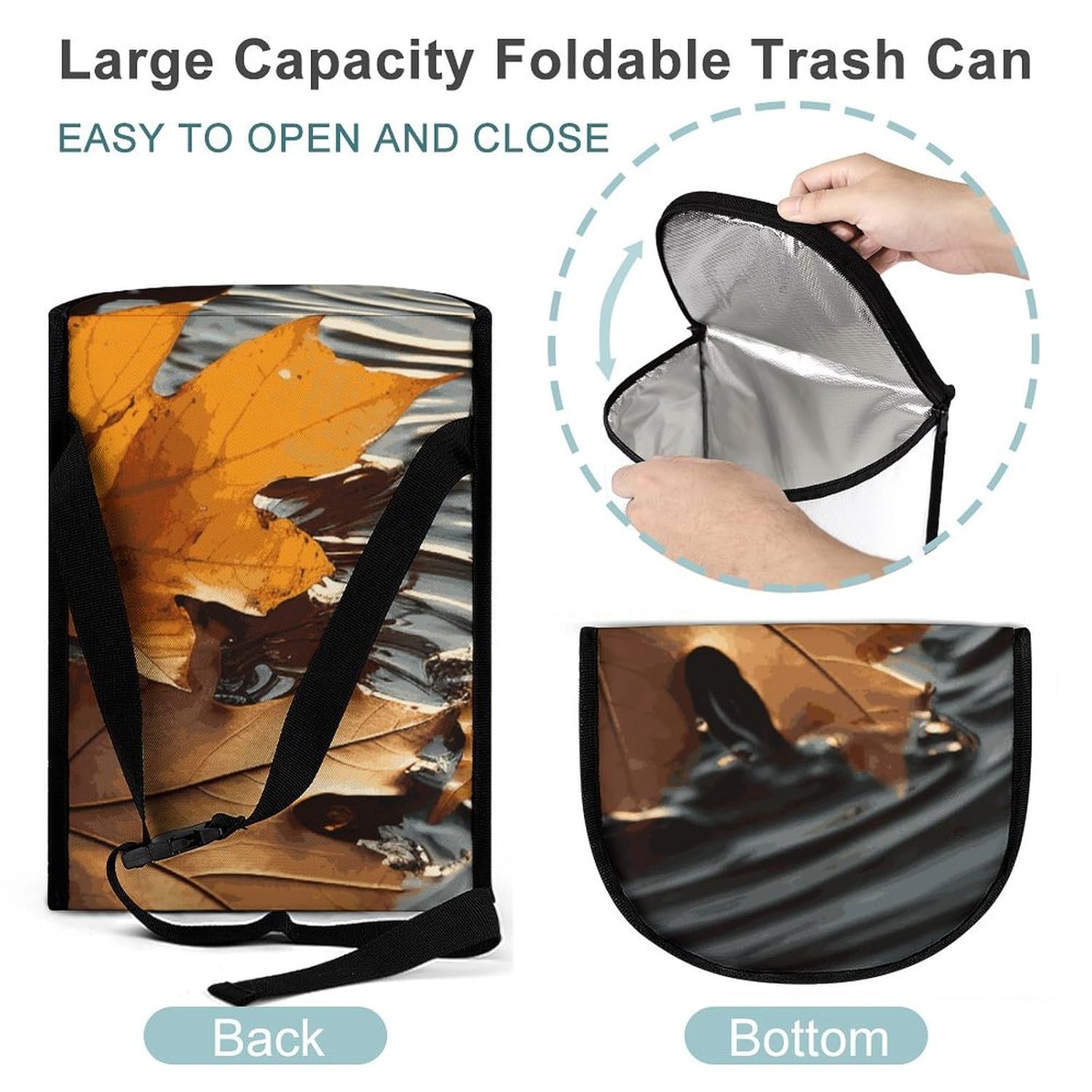 Hanging Car Trash Bag Fall Leaves Printed Car Garbage Storage Bag Leakproof Car Trash Can Portable Garbage Storage Bags