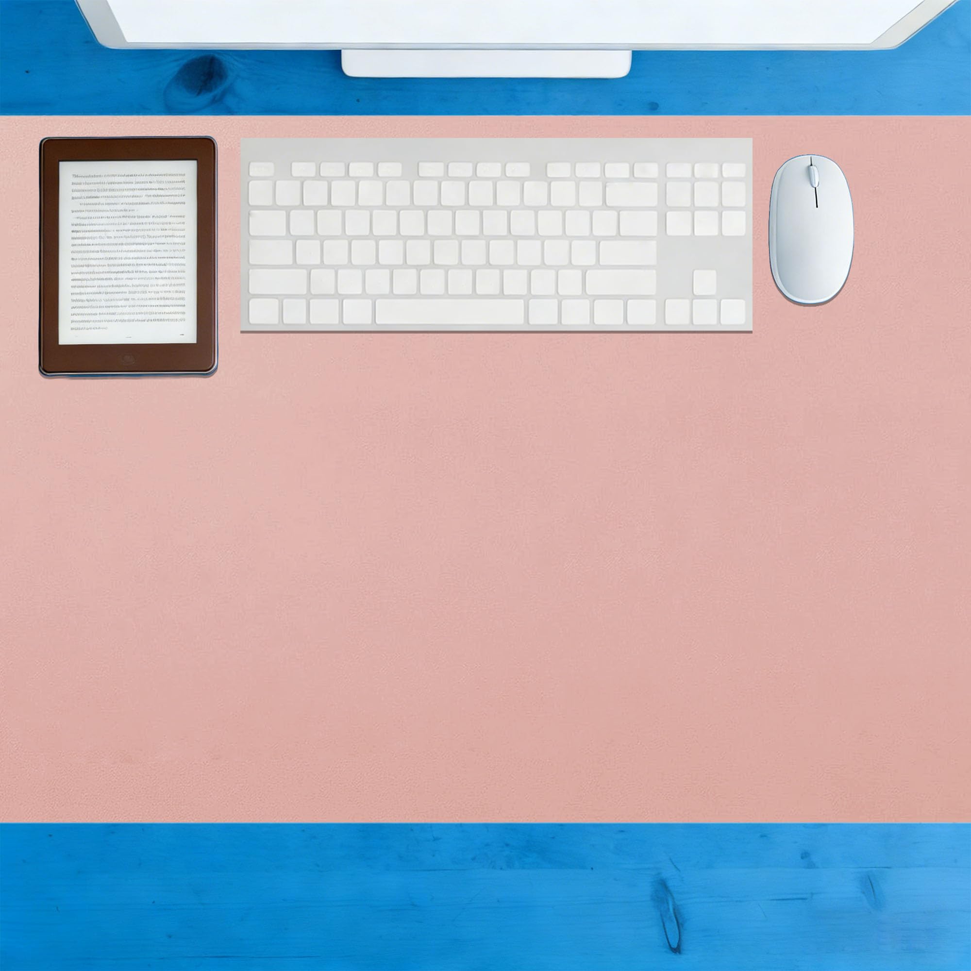 Leather Desk Mat 82 x 125 cm Non Slip Waterproof Desk Writing Pad Spill Resistant Durable Design for Office Home Decor, Pink
