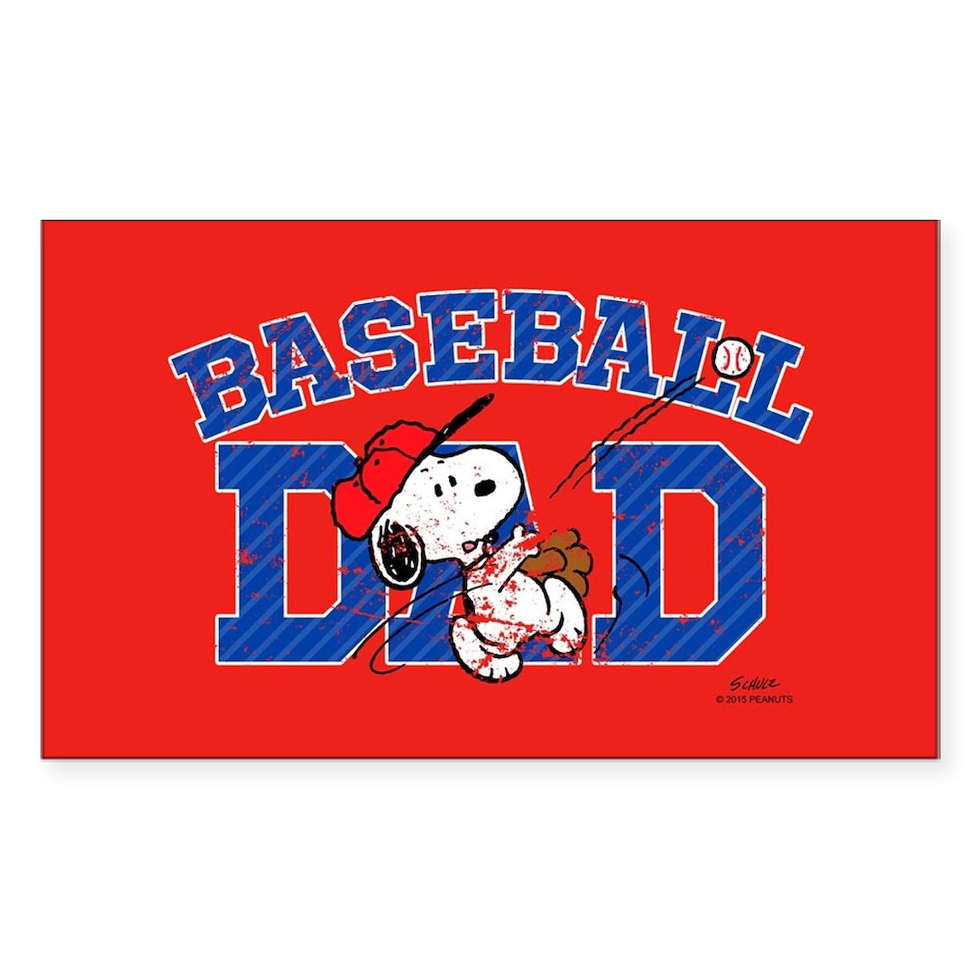 CafePress Snoopy Baseball Dad Fu Sticker (Rectangle 50 pk)