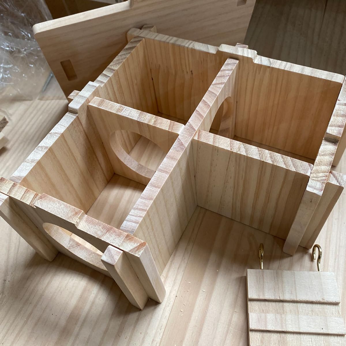 SOIMISS Cabaña de Hámster y Refugio para Roedores en Madera Natural Escalera y Cabina Modular Adecuado para Escape y Pintura DIY Apto para Roedores Pequeños como Hámsteres Jerbos y Ratones