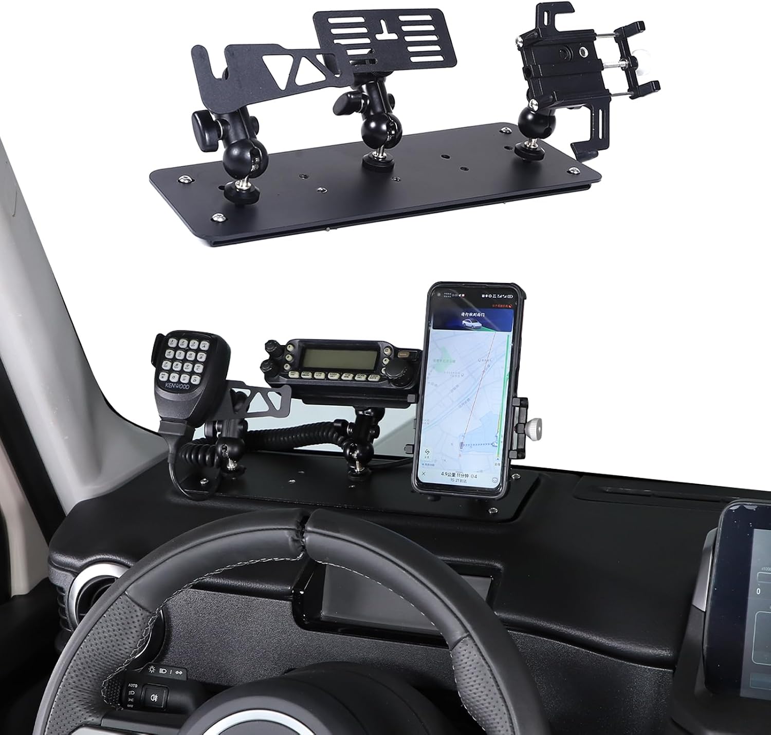 Car Central Control Multi-Function Phone Bracket Compatible with Ineos Grenadier 2020-2026 Dash Panel Cell Phone Holder Insert Accessories (Type E, Style B)
