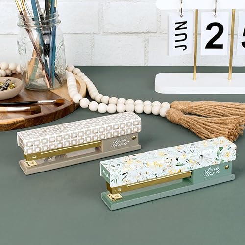 Miniatura 6 de Swingline Engrapadora de Leah Bisch, capacidad para 20 hojas, tira completa, azulejos color tostado, diseño de moda colorido (S700035)