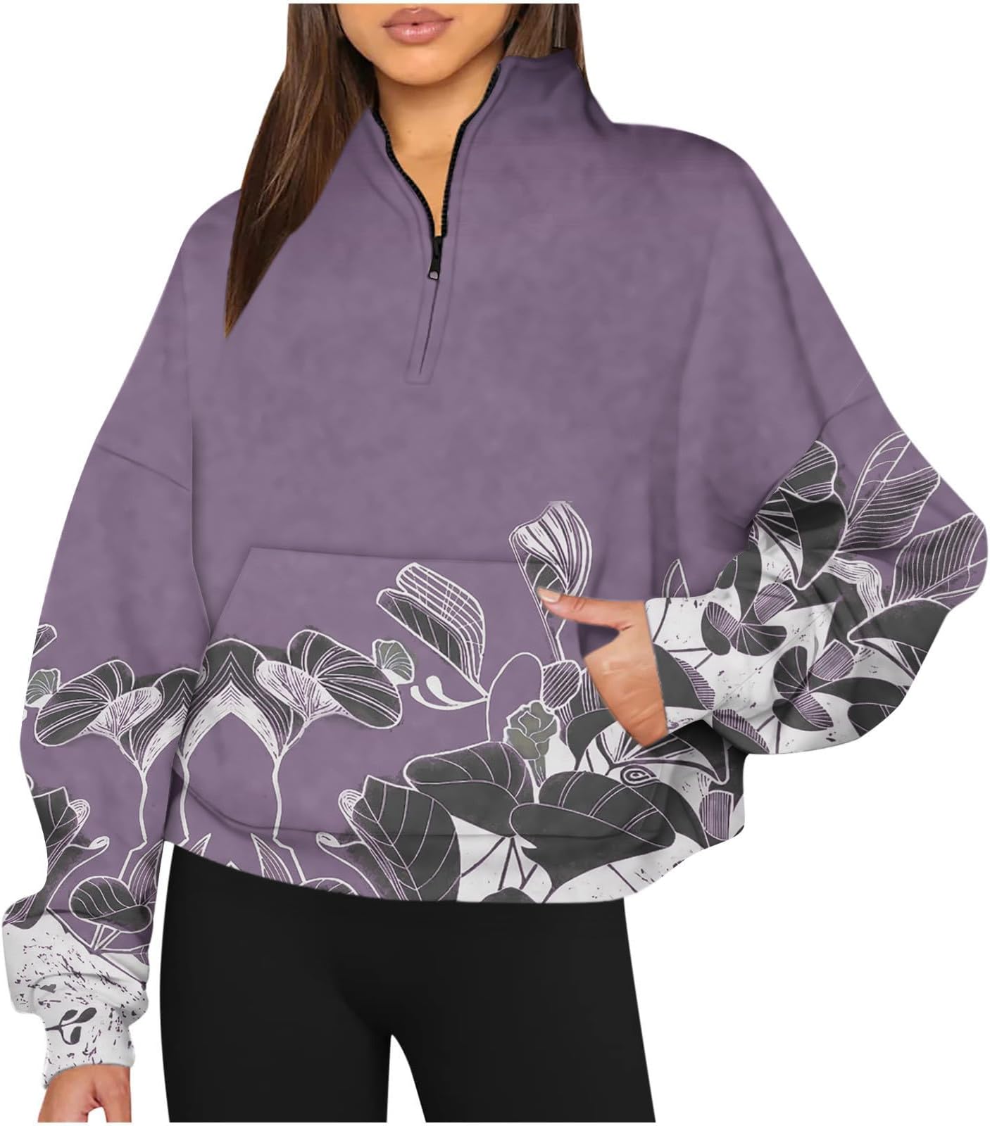 2023 Pullover Shirts for Womens 1/4 Zip Plus Size Fall Sweatshirts Soft Long Sleeve Jackets Coat 2023 Fall Clothes
