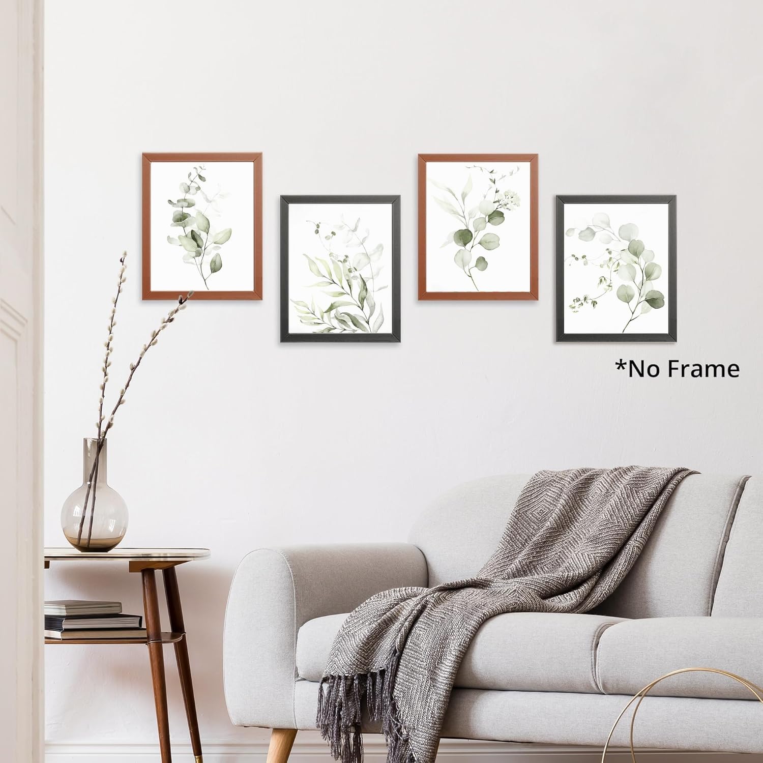 Howwii Lot De 4 Impressions Art Mural Botanique Bohème - Déco Chambre Salle De Bain Plantes Vert Sauge Aquarelle 20,3 X 25,4 Cm