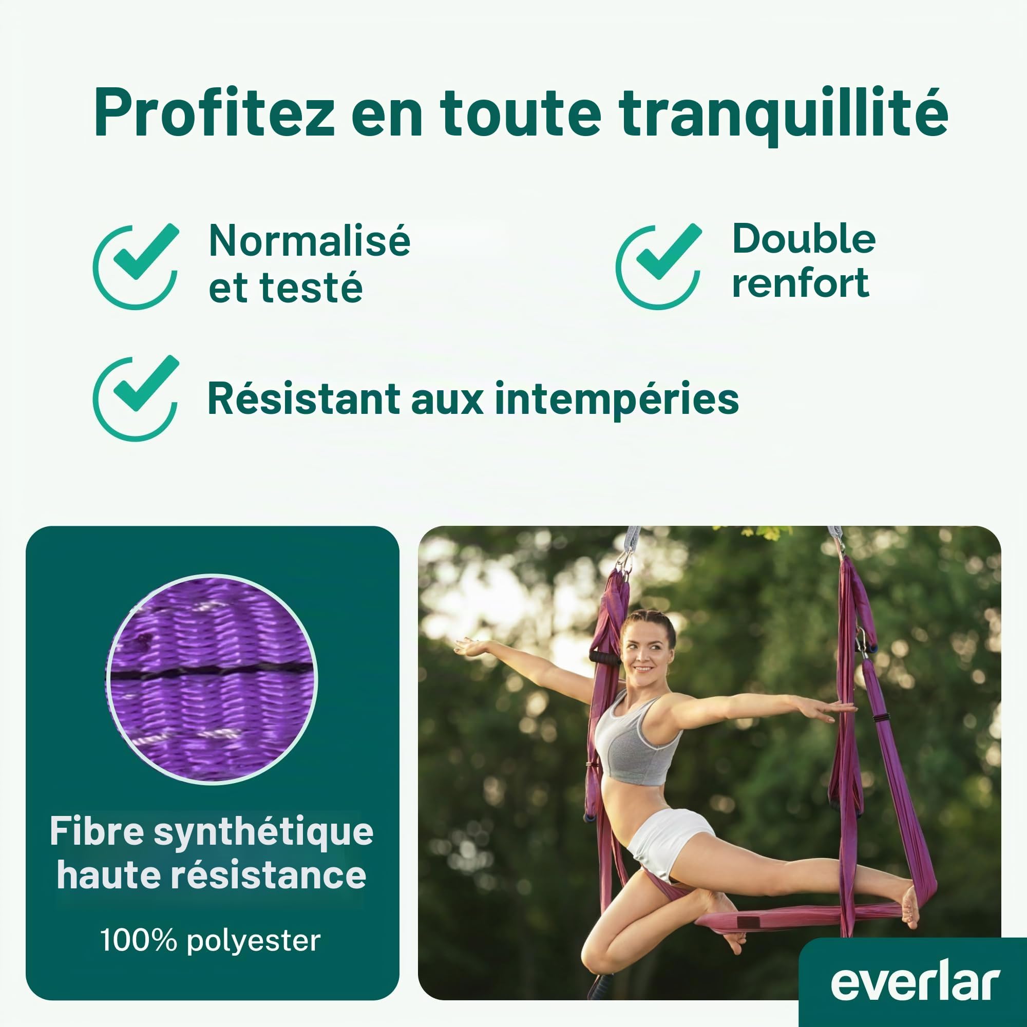 EverStraps Fixation Balançoire Arbre 2 x 1000 kg 1M Ultra Résistant pour Balançoire Arbre, Fixation Hamac, Suspension Balançante, Suspension de Chaise Suspendue, Sangle Arbre