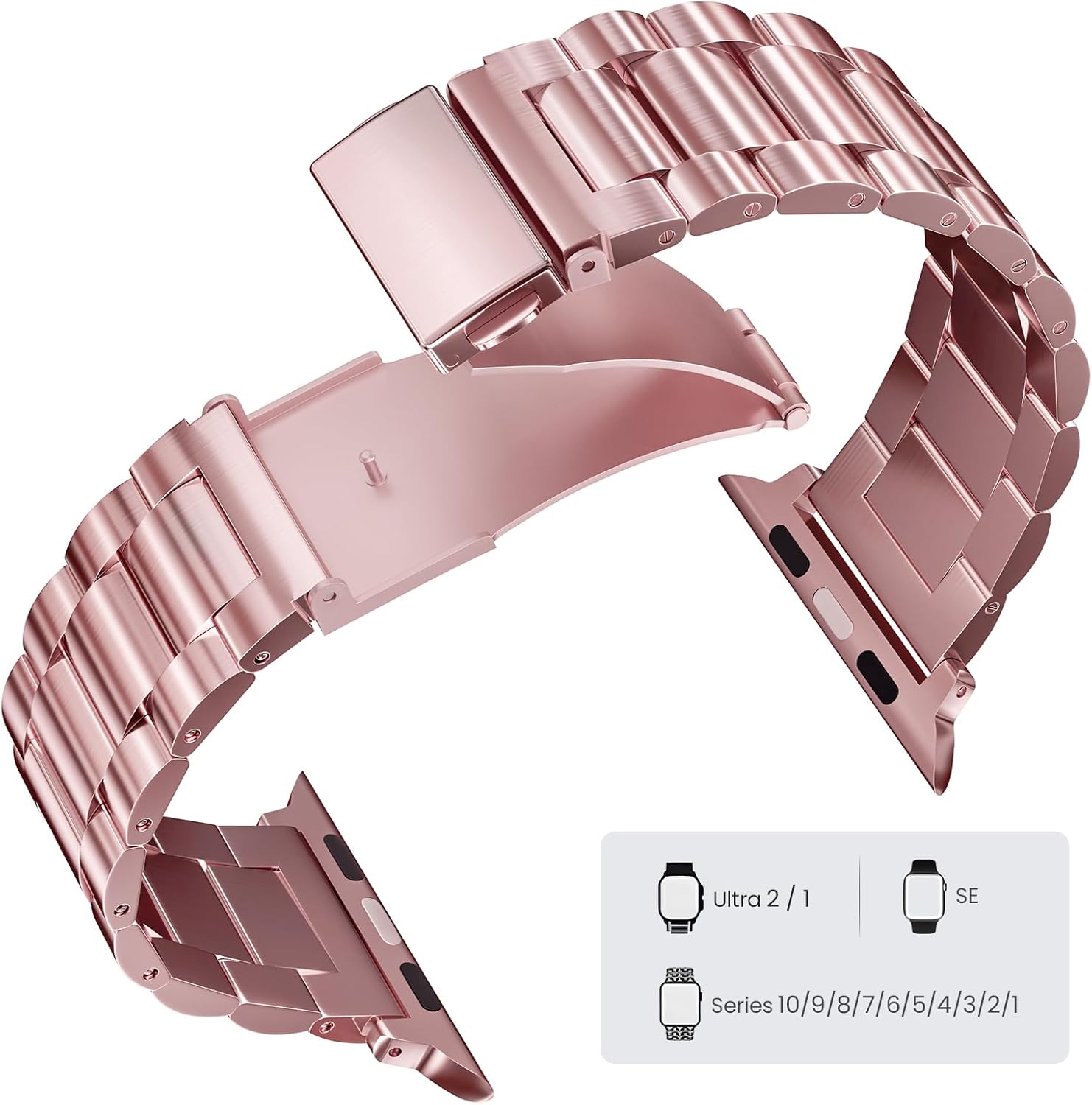 Metal Band Compatible with Apple Watch Bands for Men 49mm 46mm 45mm 44mm, Stainless Steel Strap for iwatch Bands Ultra 3 2 SE 3 2 Series11 10 9 8 7 6 5 4 3 2 1 Business Casual Fashion