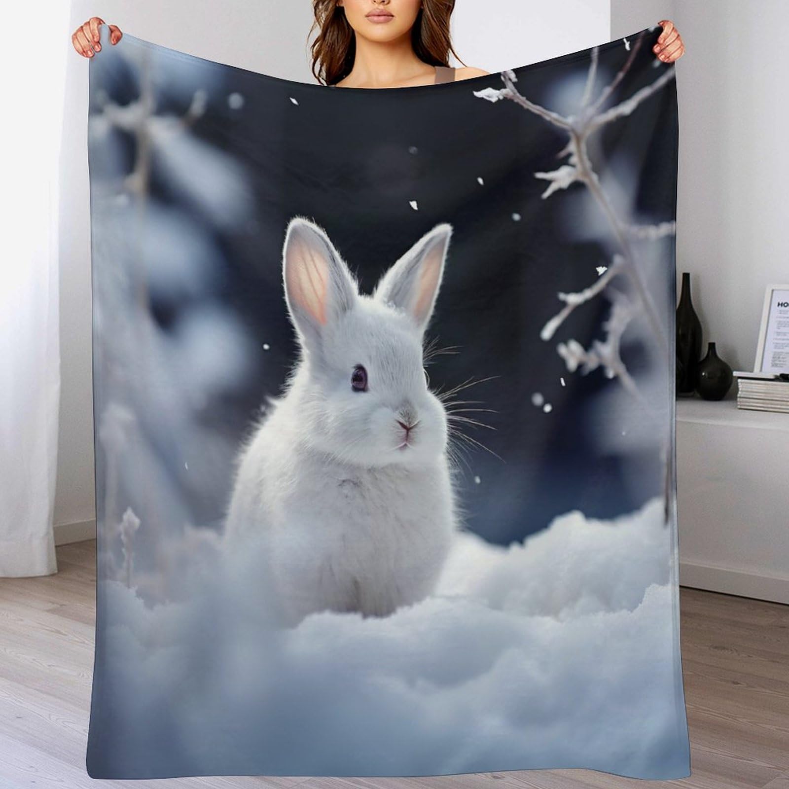 Couverture lapin anti-froid en flannel 140x180cm douce pour enfants