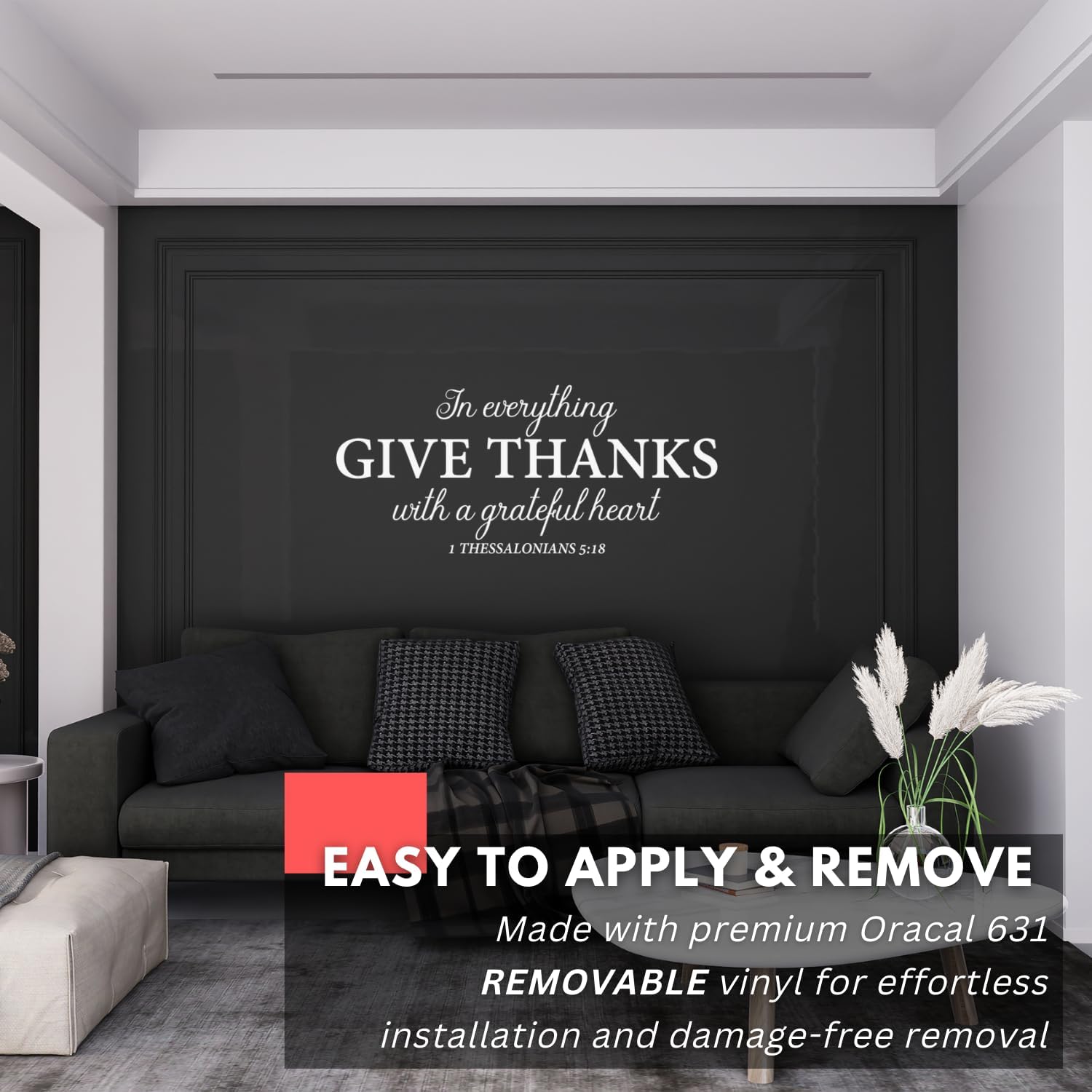 My Vinyl Story - in Everything Give Thanks - Inspirational Wall Decal Sticker Quote Religious Bible Verse Scripture Vinyl Art Decor for Home Office Bedroom Classroom, Removable (White, 50x22 inches)