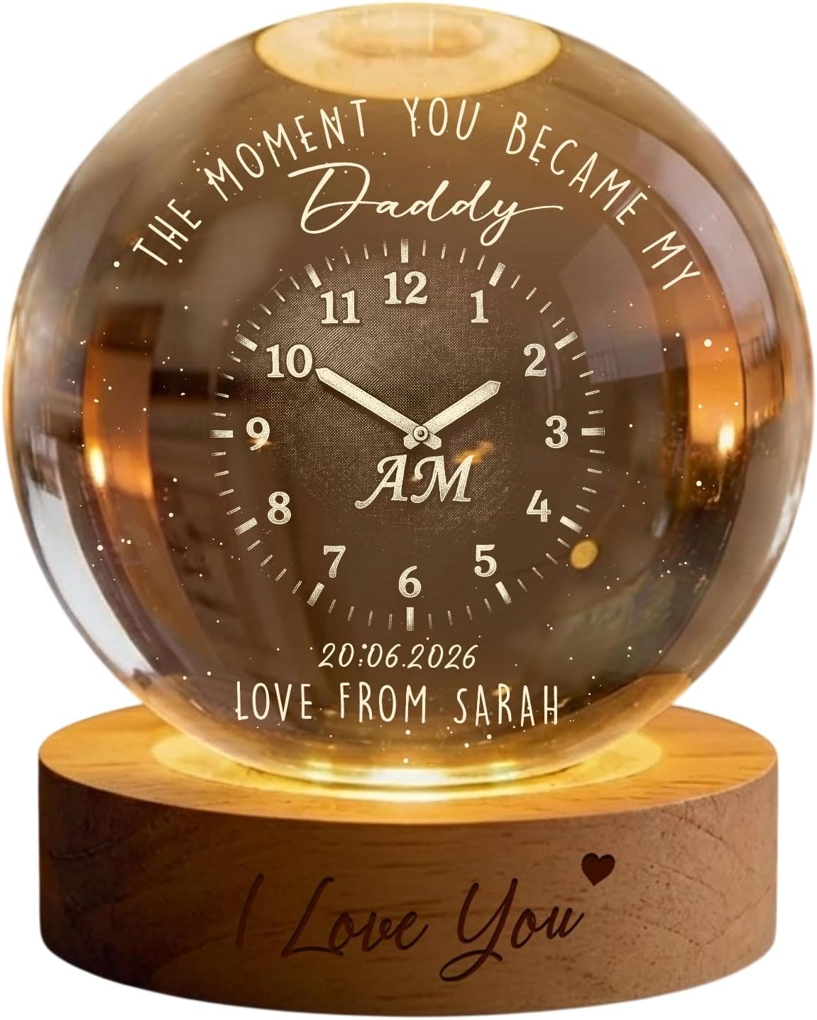 Personalized Crystal Ball Night Light, First Fathers Day Gift for Dad, The Moment You Became My Daddy, Gift for New Daddy, New Dad Gift, Gift for Dad