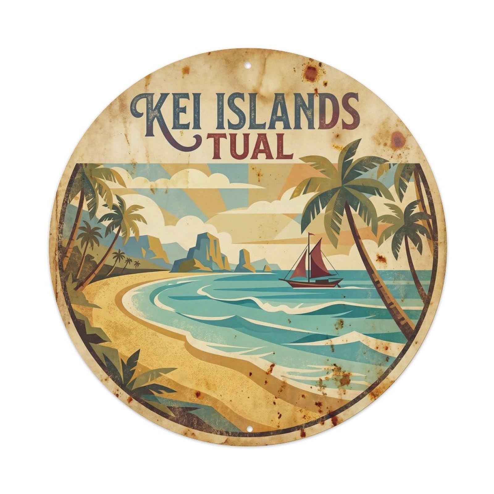 Odgynaw 8X8inch(20X20cm) Kai Islands Tual Beach Ocean Coast Island Resort Metal Tin Sign