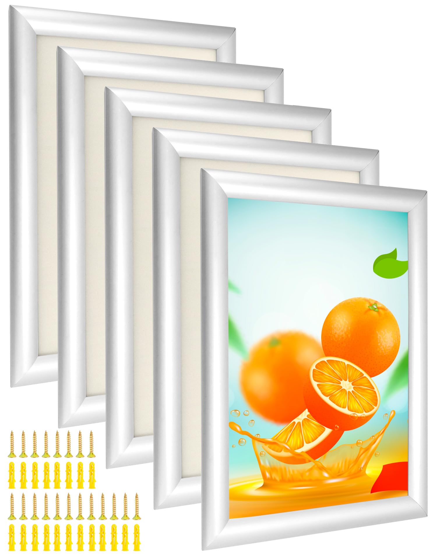 QWORK® 5 Pezzi Cornice a Scatto - A3 (29,7 x 42 cm) - Profilo in Alluminio Anodizzato da 25 mm - per Mostrare Disegni, Certificati, Poster