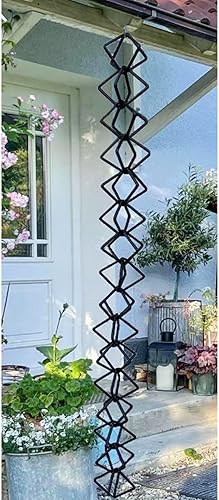Innovz Rain Chain Decorative Rain Chains Diamond Links, Black Aluminum Rain Catcher Chain 7ft 8ft 9ft 10ft, Replacement Downspout for Gutters, Water