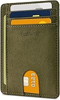 Vista 45 de Buffway - Billetera delgada minimalista de cuero con protección RFID para hombre y mujer Café Lichee
