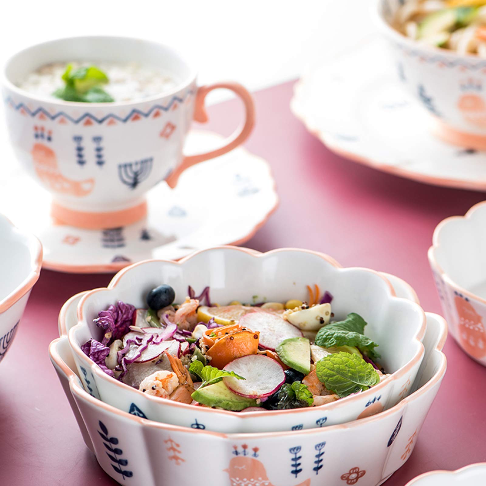 Ensemble de Plats/Assiettes/Bols, Ensembles de Vaisselle en céramique, Service de Table Japonais en Porcelaine Peinte à la Main de 33 pièces | Bol à céréales de Luxe lége,