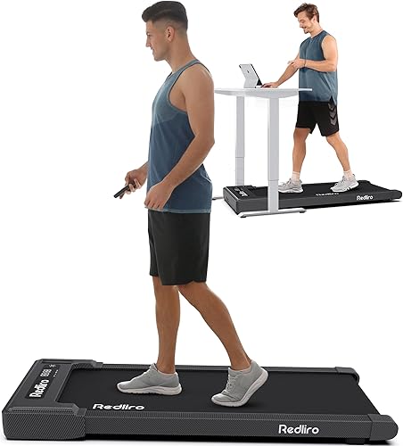 Redliro Walking Pad Treadmill Under Desk, Portable Mini Treadmill with Remote Control, Bluetooth, 265lbs Max Weight, Installation-Free Jogging