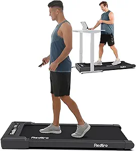 Redliro Walking Pad Treadmill Under Desk, Portable Mini Treadmill with Remote Control, Bluetooth, 265lbs Max Weight, Installation-Free Jogging Machine for Home/Office...