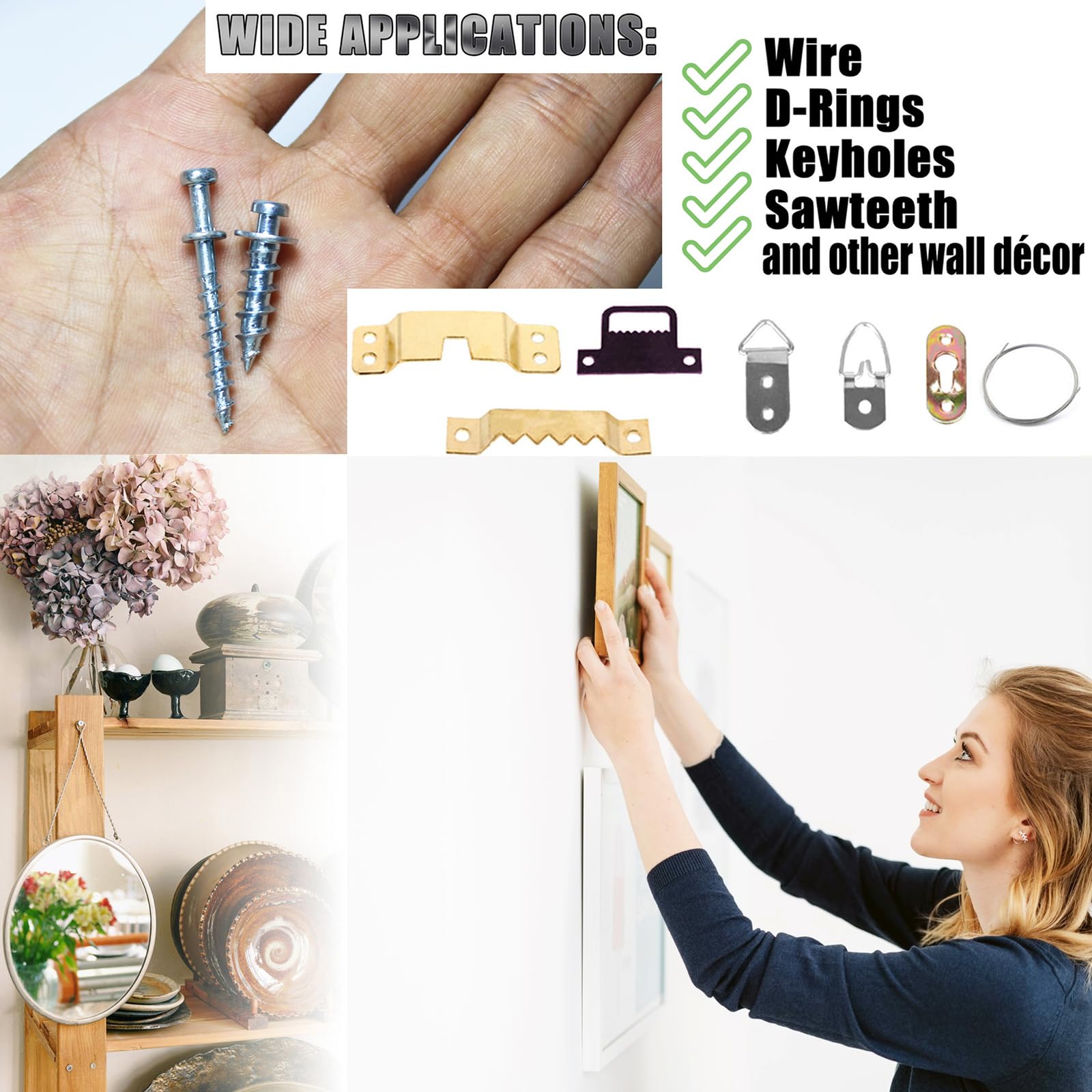 laffeya Picture Hanger Screws, Double Headed Picture Hanging Screws, for Hanging Pictures Posters - Image 3