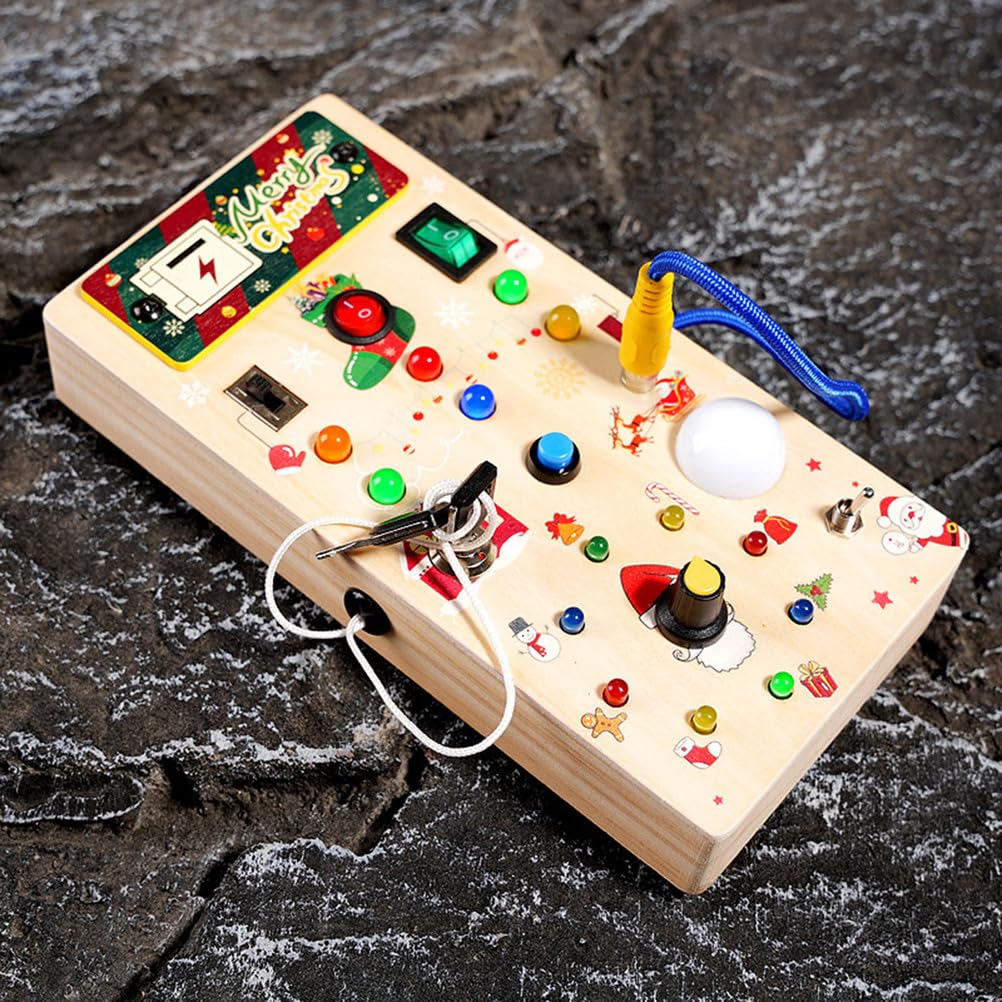Montessori LED-Licht Beschäftigungsbrett, Holzschalter-Kontroll-Sensorikspielzeug, sensorisches Aktivitätsbrett