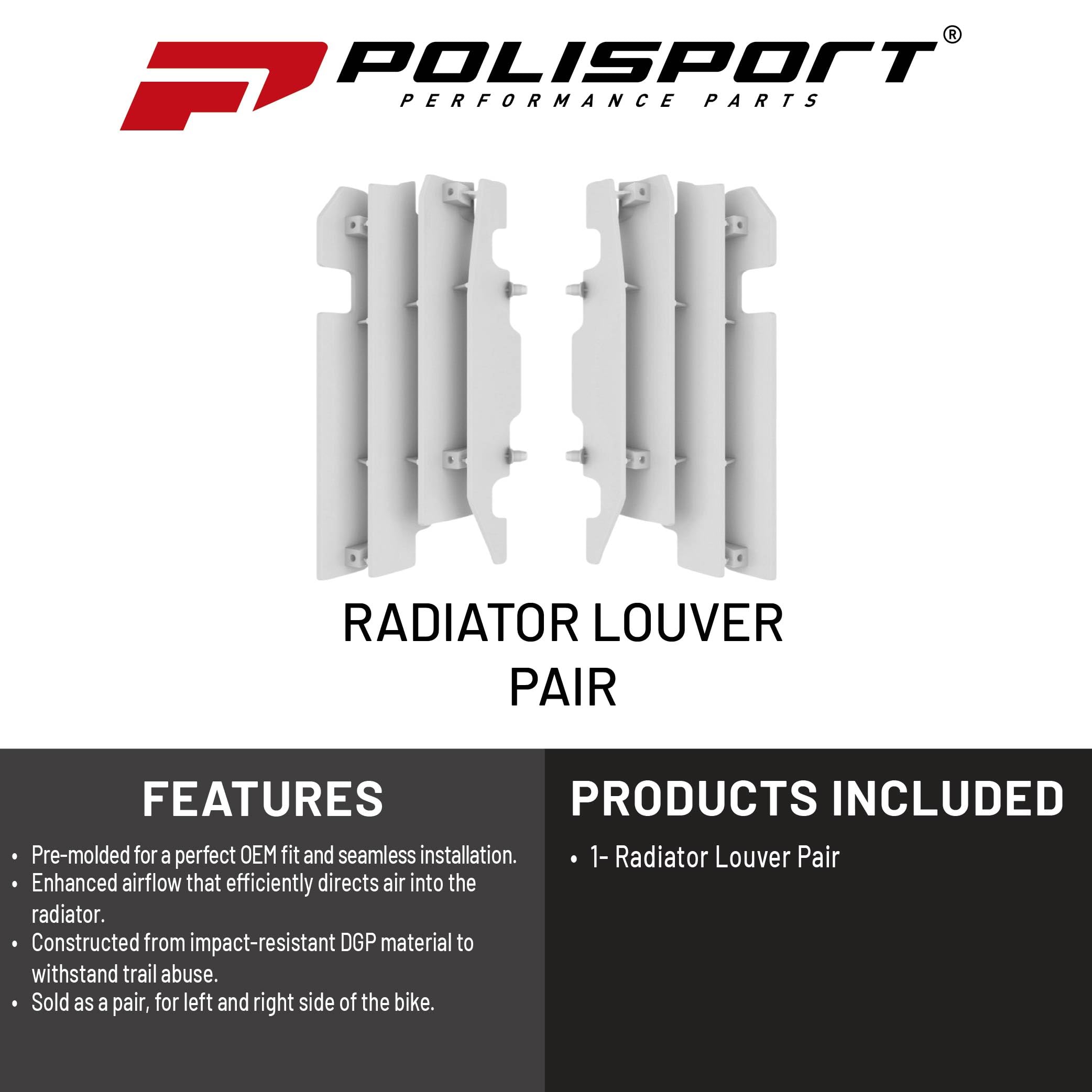 Polisport Honda CR125,CR250 - Modelles 2000-04 - CRF450R - 2003-04 - Kühlerlamellen Satz Weiß