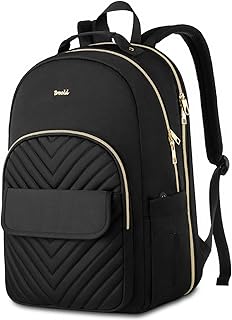 Womens Laptop Backpack,Stylish Work Business Backpack for Travel,Large Capacity Computer Backpack for 15.6 Inch,Back Pack School College Bookbag with USB Charging Port,Casual Daypack,Black…