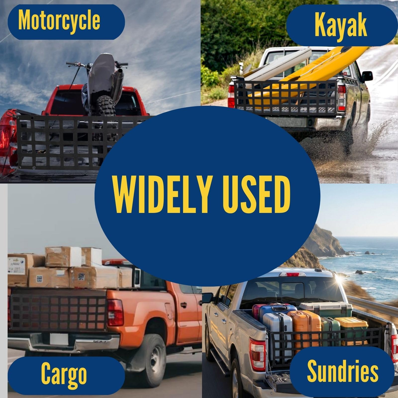 Rete per portellone posteriore resistente, 152 x 45,7 cm, per camion pickup, facile da usare, per camion Chevy, Ford, GMC, Dodge Ram