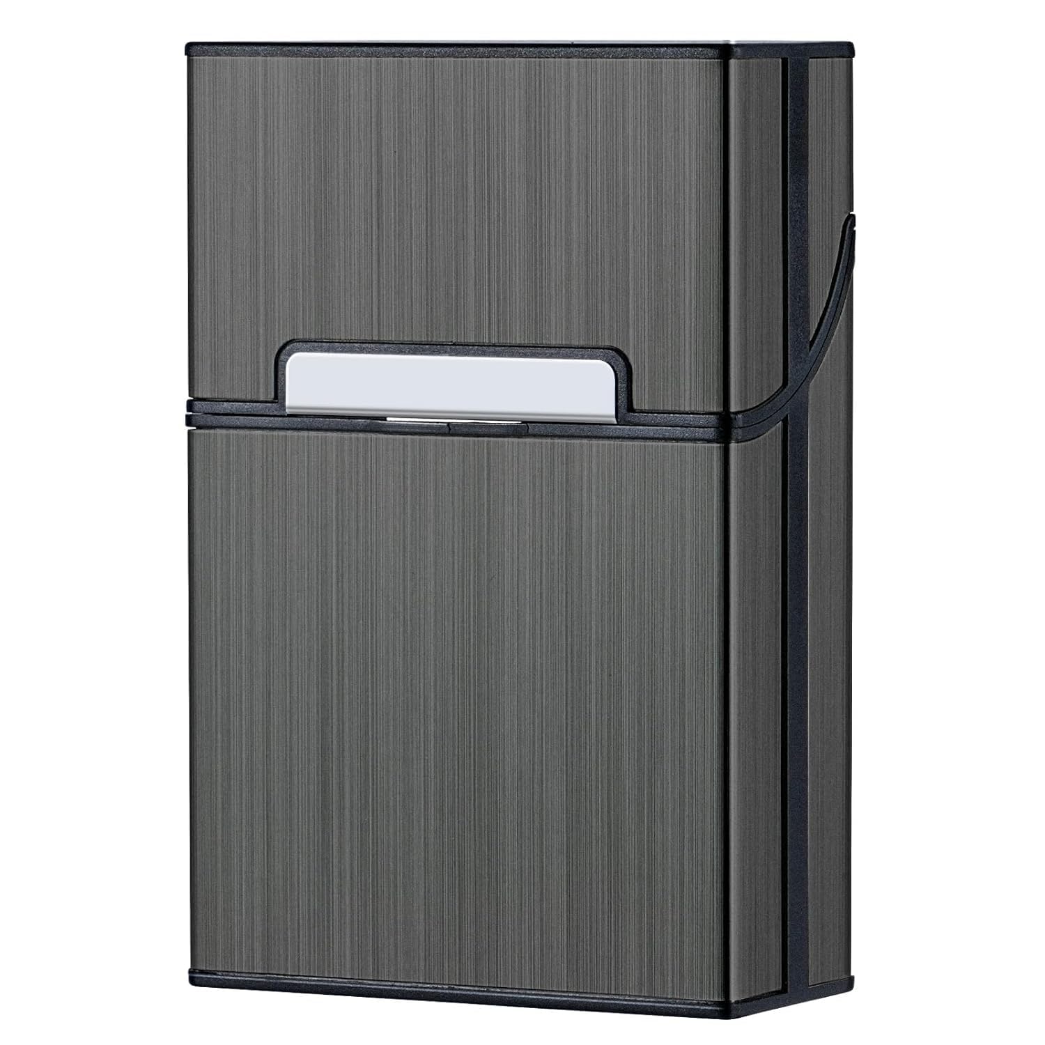 akhandanand aluminium cigarette case, holds 20 cigarettes, grey | moisture-proof, pocket-sized portable, fits regular & king size, magnetic flip lid, 3.66x2.