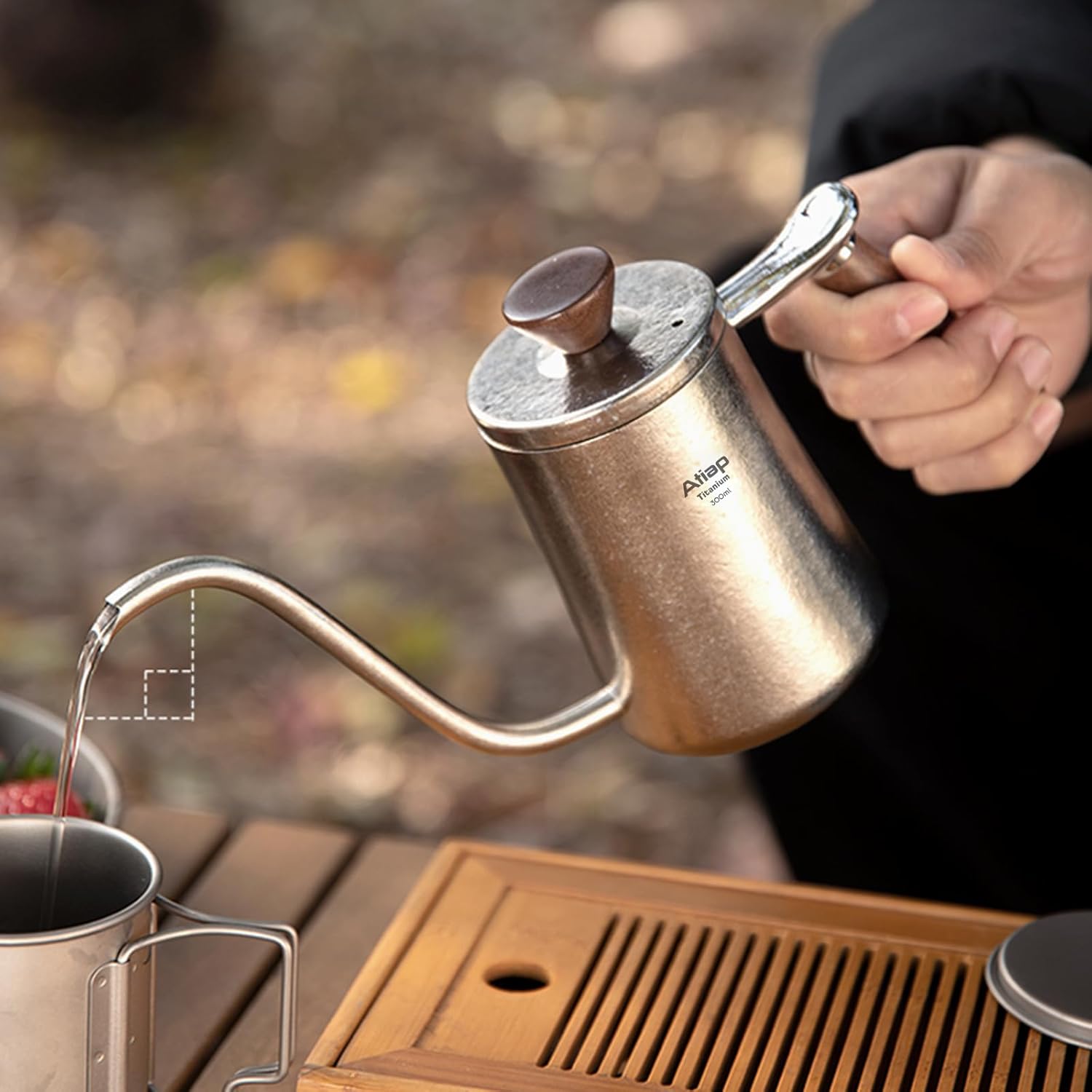 Titanium Hand Brewing Coffee Kettle with Insulated Handle - Ideal for Pour Over, Home, Office, Camping & Hiking