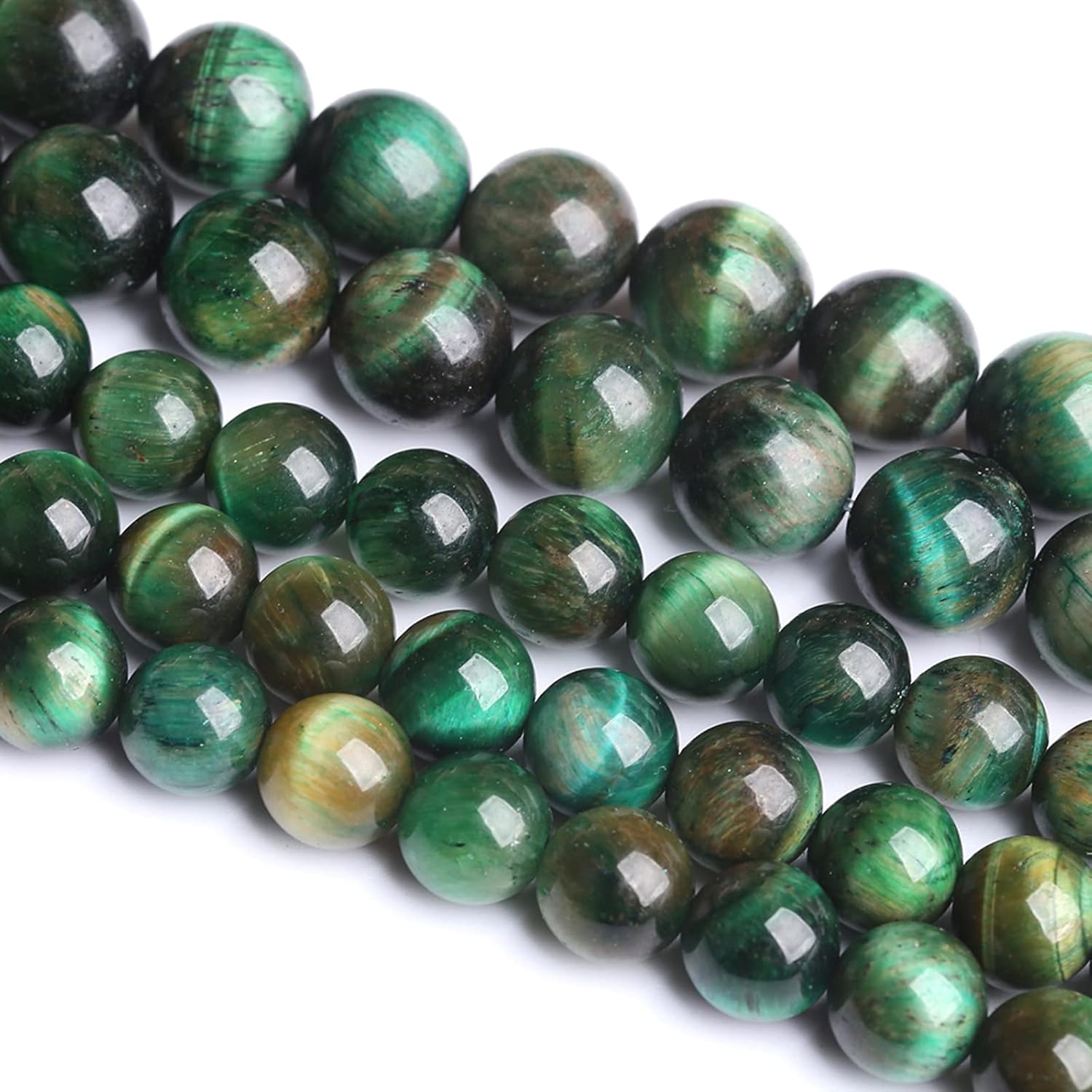 10MM 36PCS Natural Multi Green Tiger Eye Stone Beads for Jewelry Making DIY Bracelet - Image 2