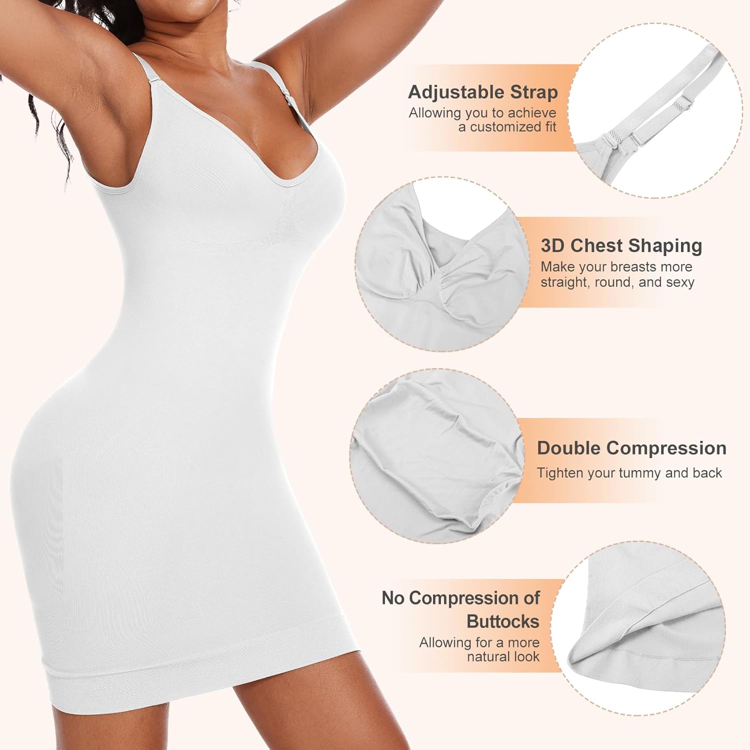 Strapless Shapewear Dress Full Slip Dress for Women Seamless Body Shaper Under Dresses Tummy Control Dress - Image 4