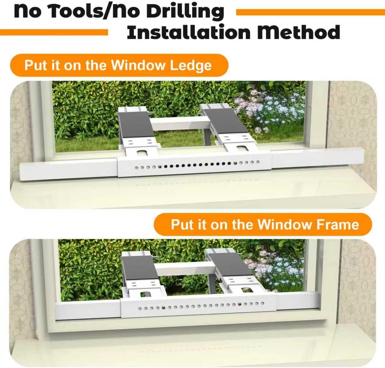 No Drilling Air Conditioner Support Bracket, Adjustable Window AC Bracket Fits Single & Double-Hung Windows, Heavy Duty Steel Holds Up to 220lbs for 5000-24000 BTU Units