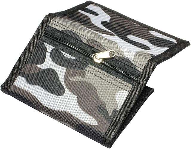 RFID Slim Camouflage Wallet for Kids/Trifold Wallets for Men/Mini Trifold Coin Purse with Zipper for Kids - Gray