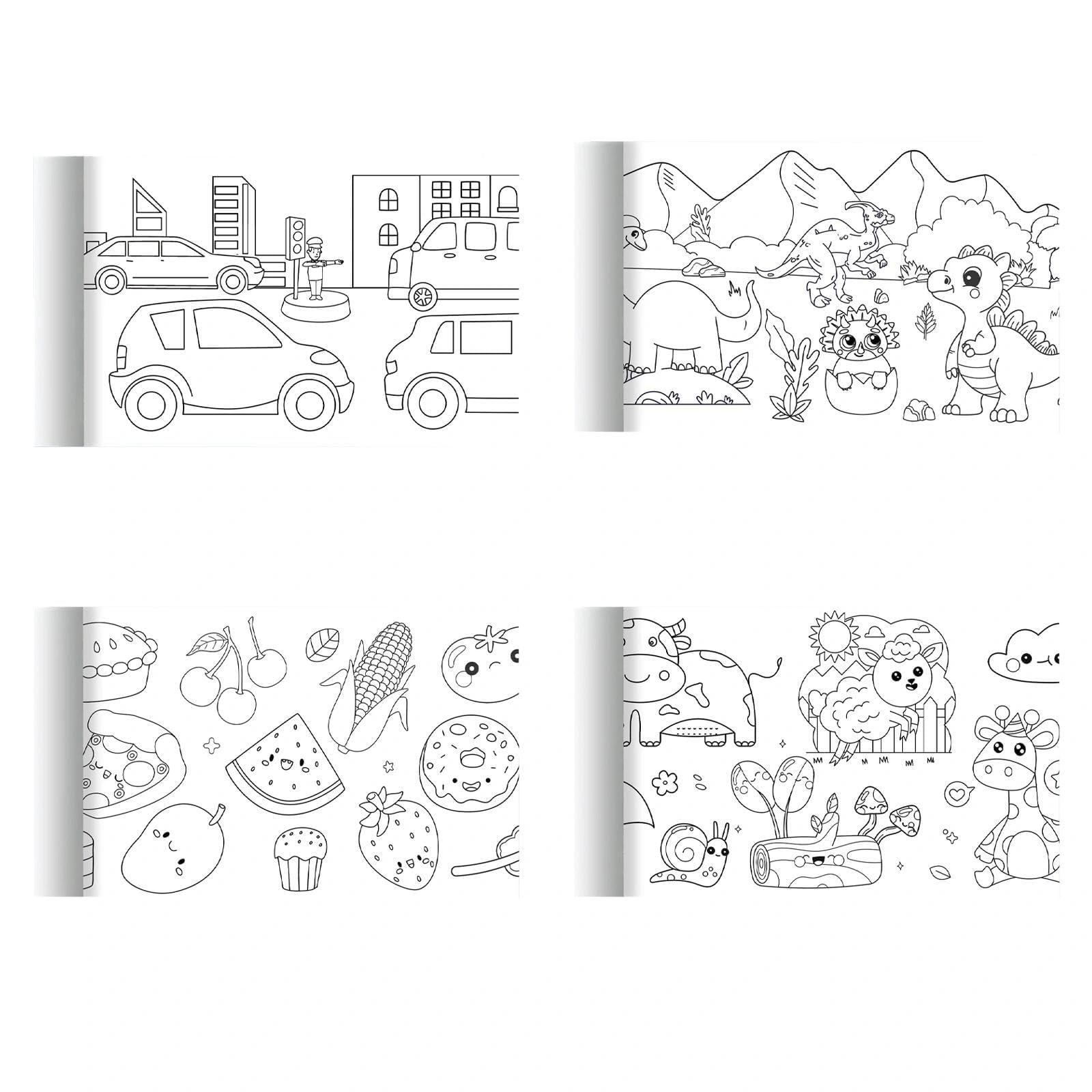 4Pcs Children's Drawing Paper Roll, 3m x 30cm Coloring DIY Painting Art