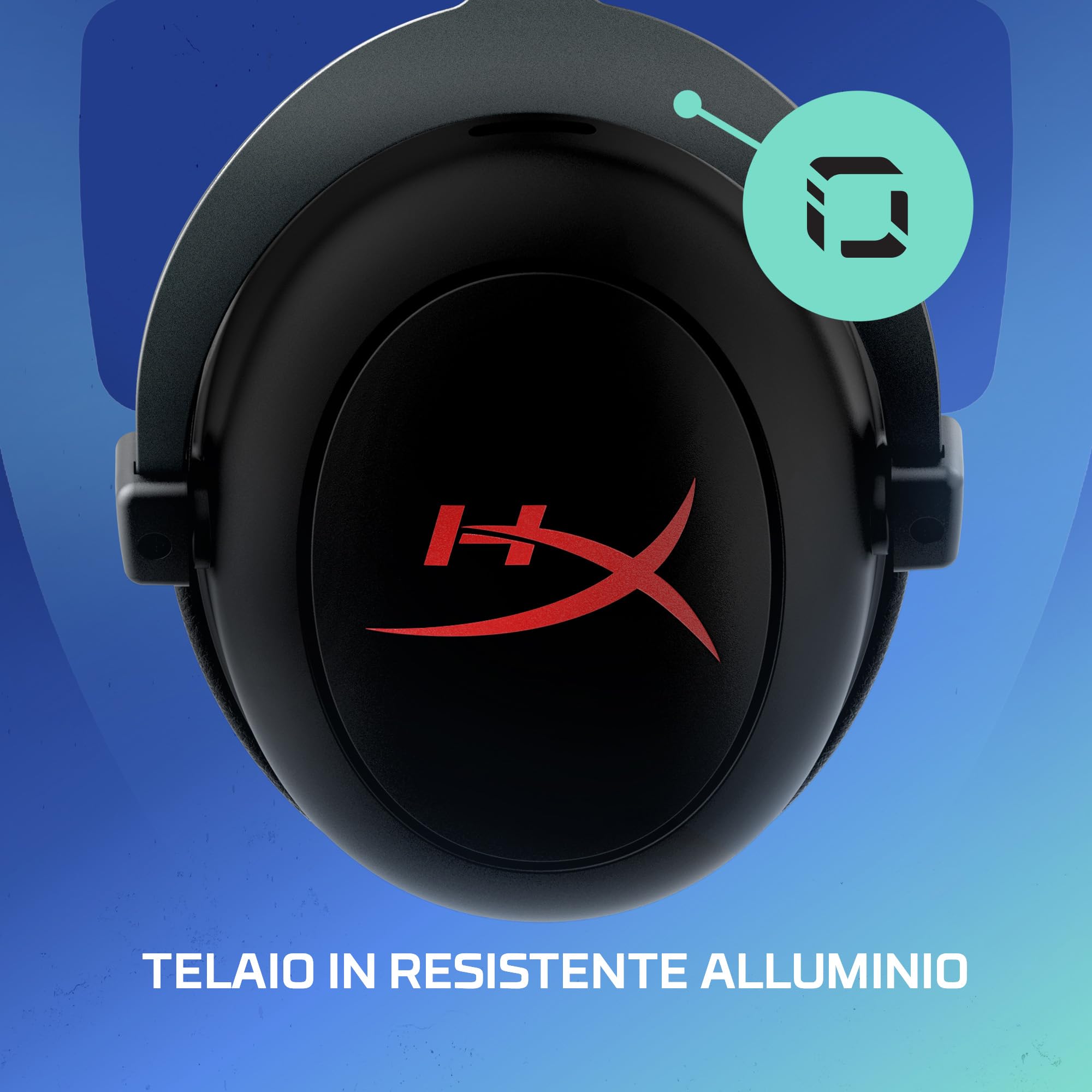 HyperX Cloud II Core, Cuffie da Gaming Senza Filo, Connessione a 2,4 GHz, Telaio in Alluminio, Cuscinetti in Memory Foam Rivestiti in Similpelle, Comandi sul Padiglione, Autonomia 80 Ore, Nero