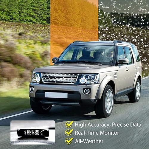 Miniatura 5 de VAOYAO Sistema de monitoreo de presión de neumáticos TPMS, sistema de alarma inalámbrico universal para automóvil con 4 sensores externos, pantalla