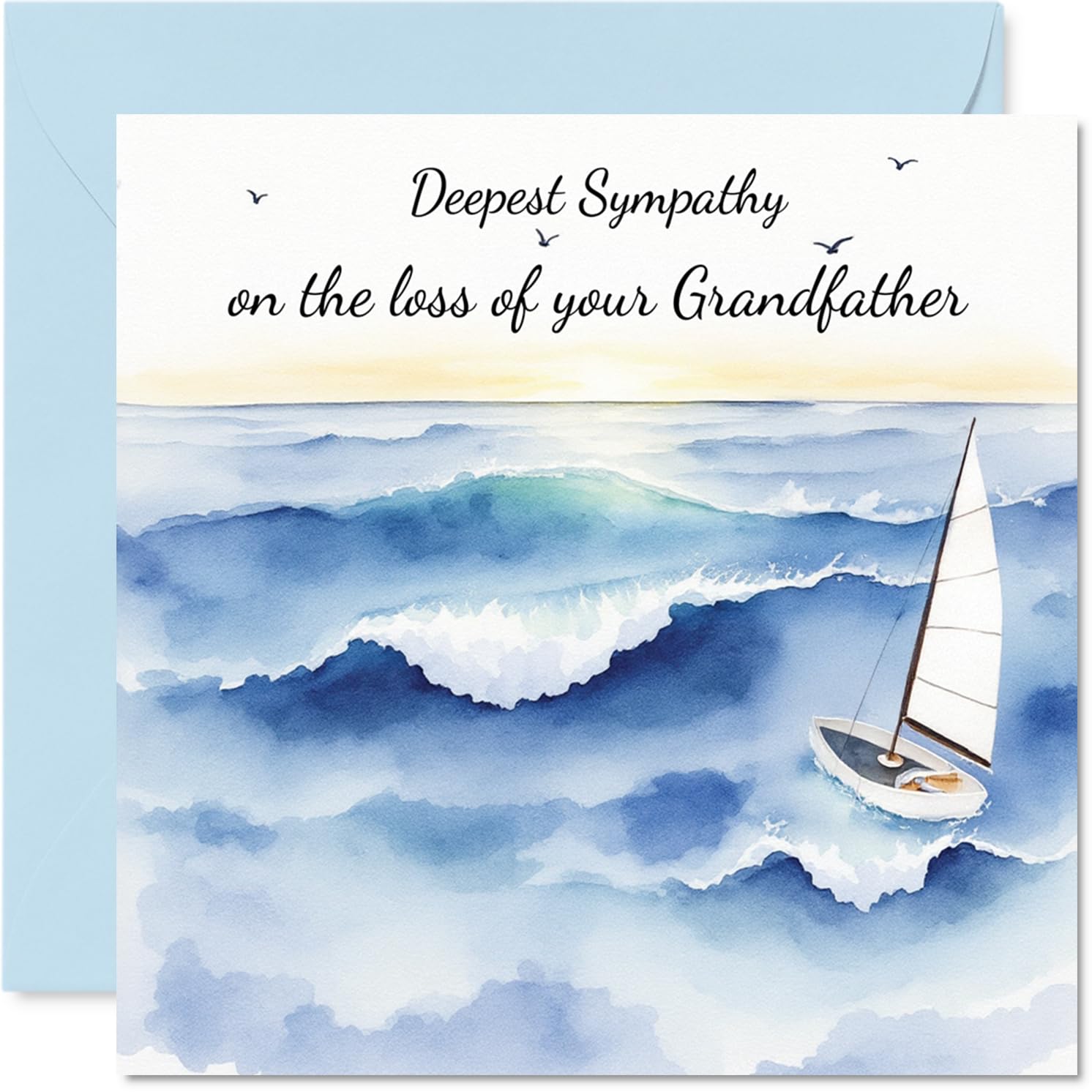 Sympathy Card Loss of Grandfather - Sail into the Sunset - Mourning Bereavement Cards for Adults, 145mm Condolences Thinking of You Greeting Cards