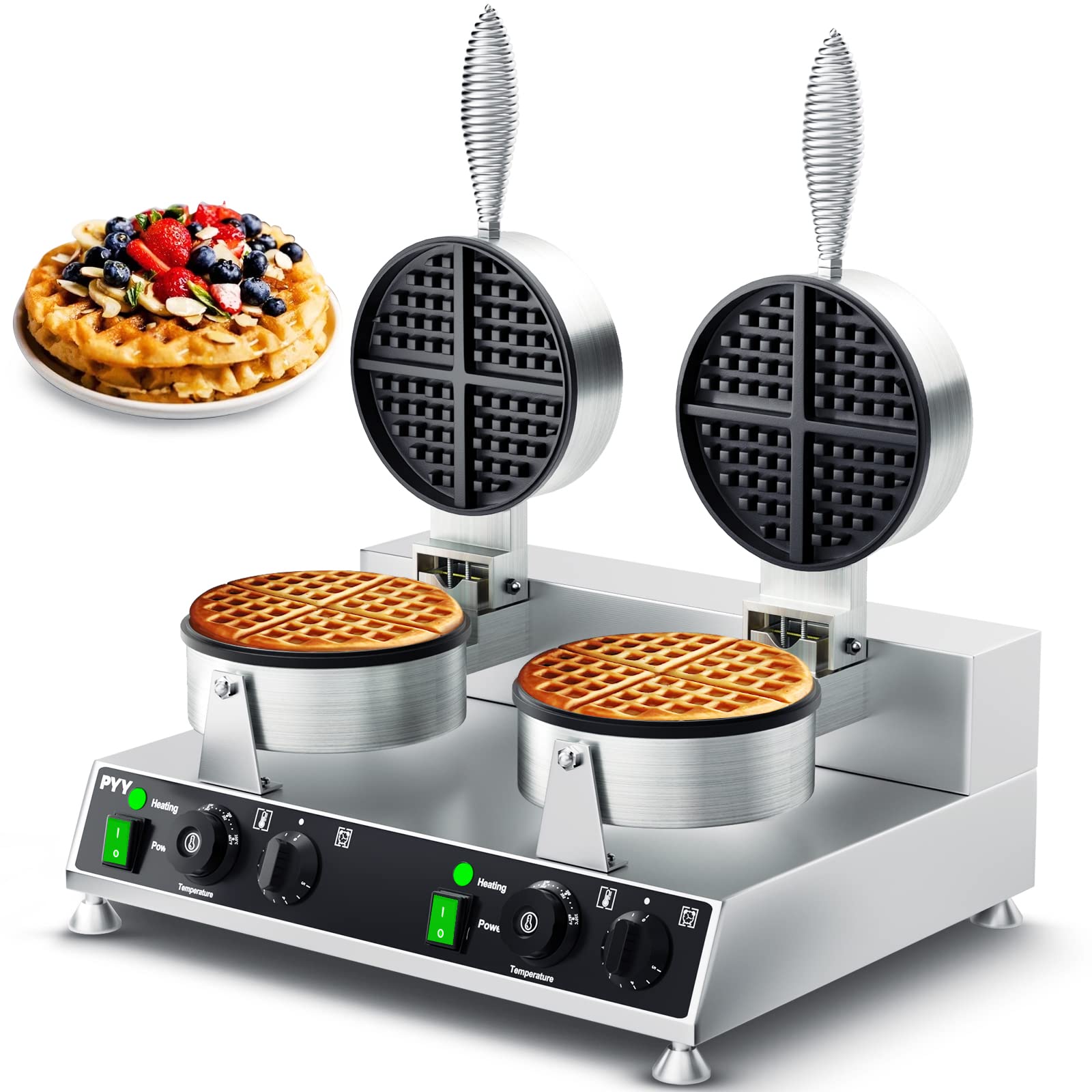 WICHEMI Waffle Maker Commercial Electric Waffle Machine Stainless Steel