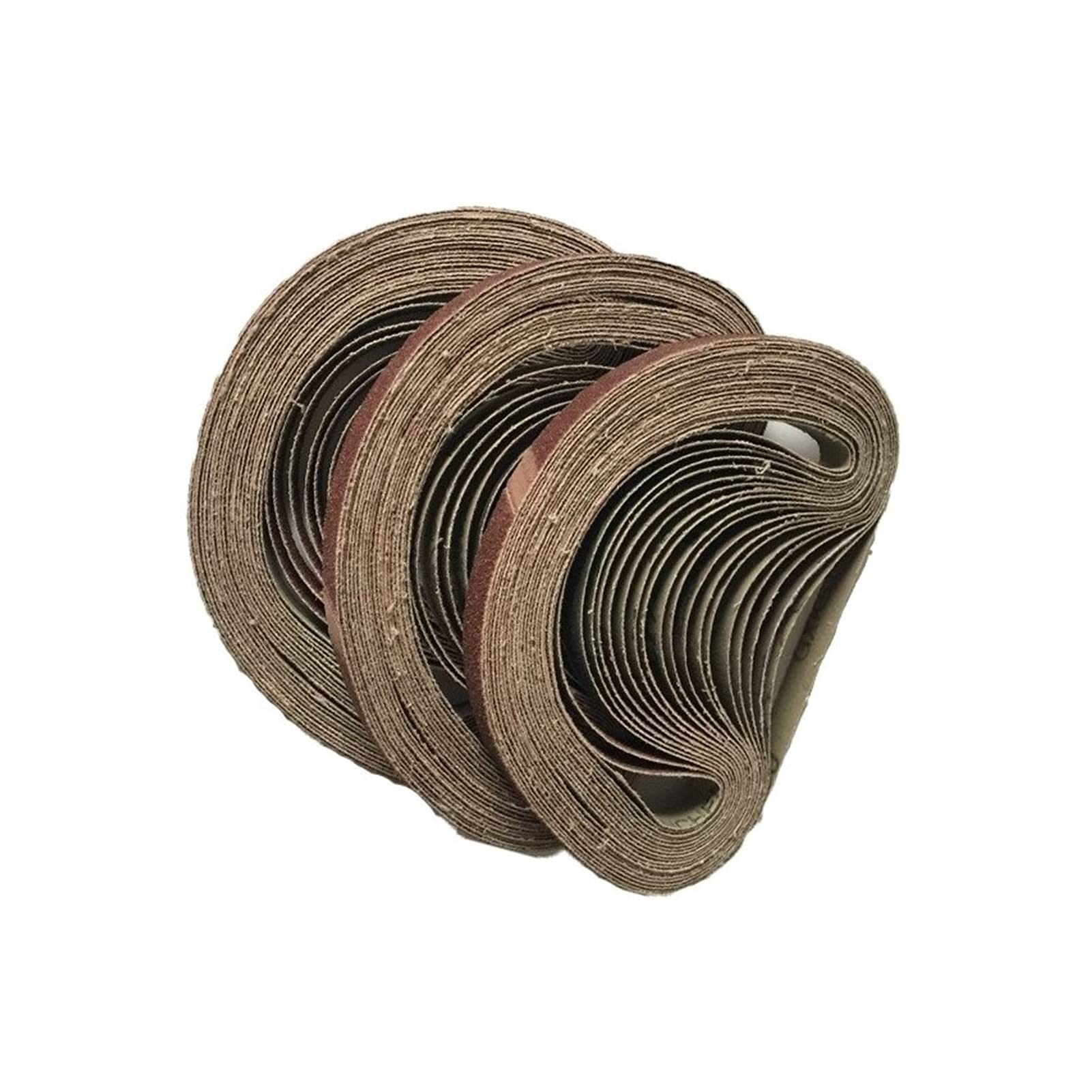 Lijadora de banda, banda abrasiva de papel de lija 10 piezas de 457 x 13 mm, correas de lijado abrasivas P40-240, accesorios de amoladora de banda de molienda gruesa a fina (120)