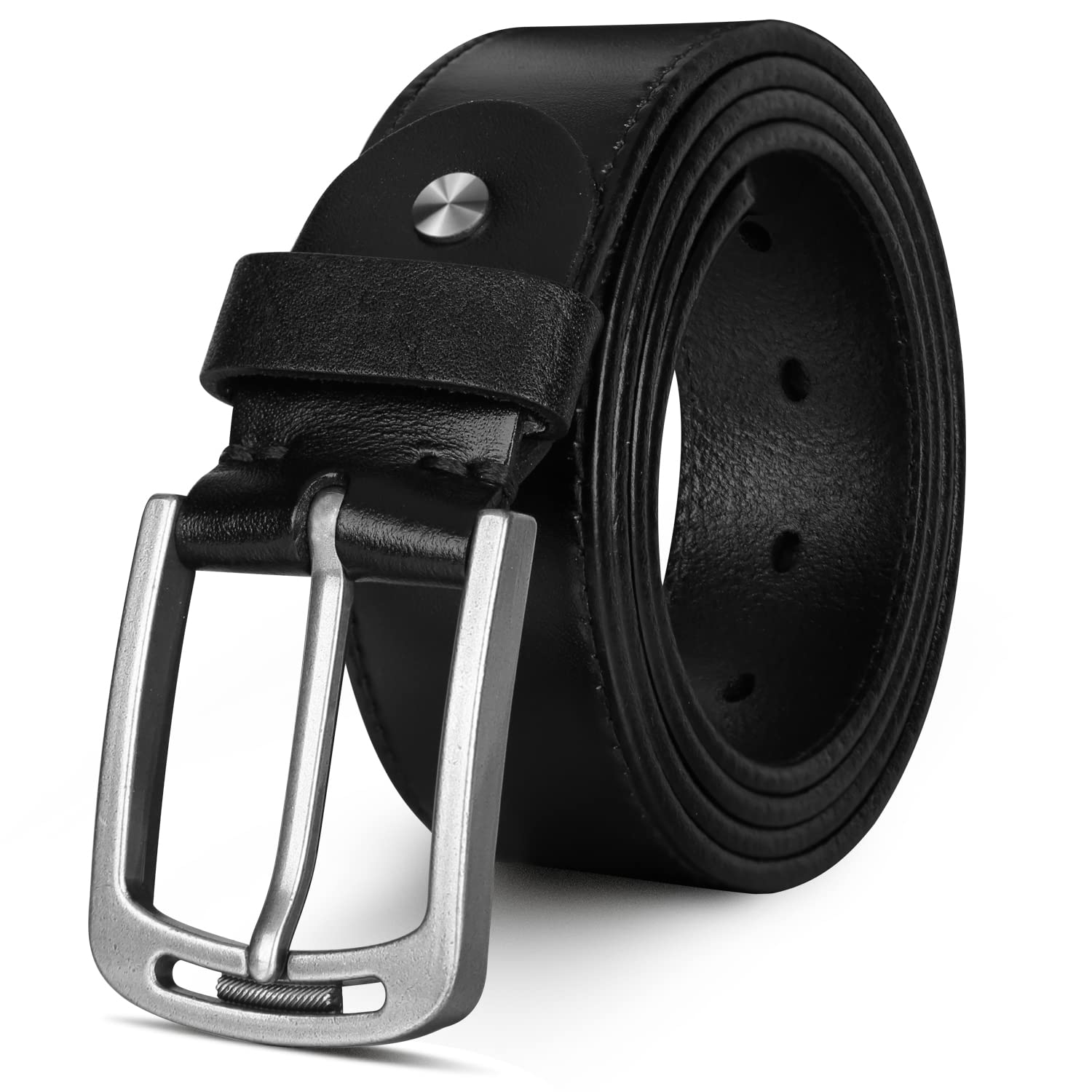 KEECOW Men's 100% Italian Cow Leather Belt Men With Anti-Scratch Buckle,Packed in a Box