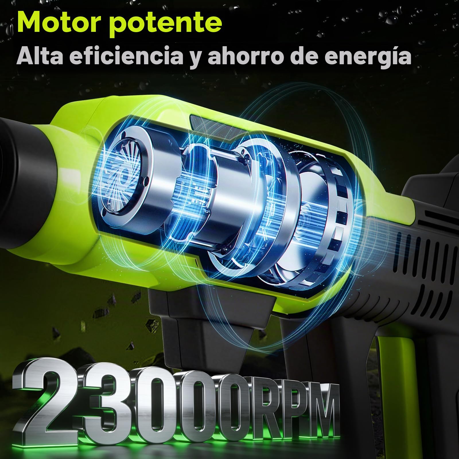Roadtime Limpiador de Alta presión con 2 batería, Doble pie, 80 Bar | pistola de limpieza a presión boquilla giratoria 6 en 1 y boquilla giratoria de 180°, pulverizador de espuma