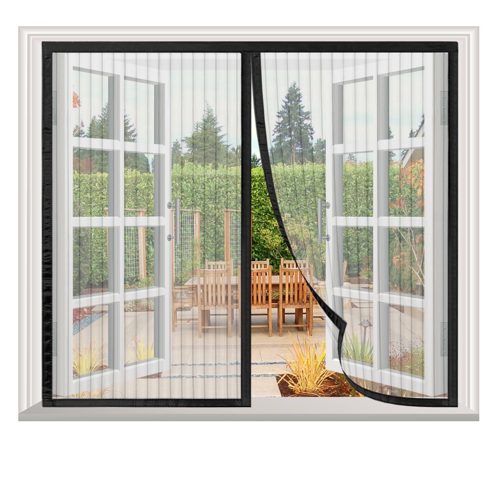 Zanzariera Magnetica 80x230cm - Per Porte Finestre, Chiusura Automatica, Nero - Foto 8