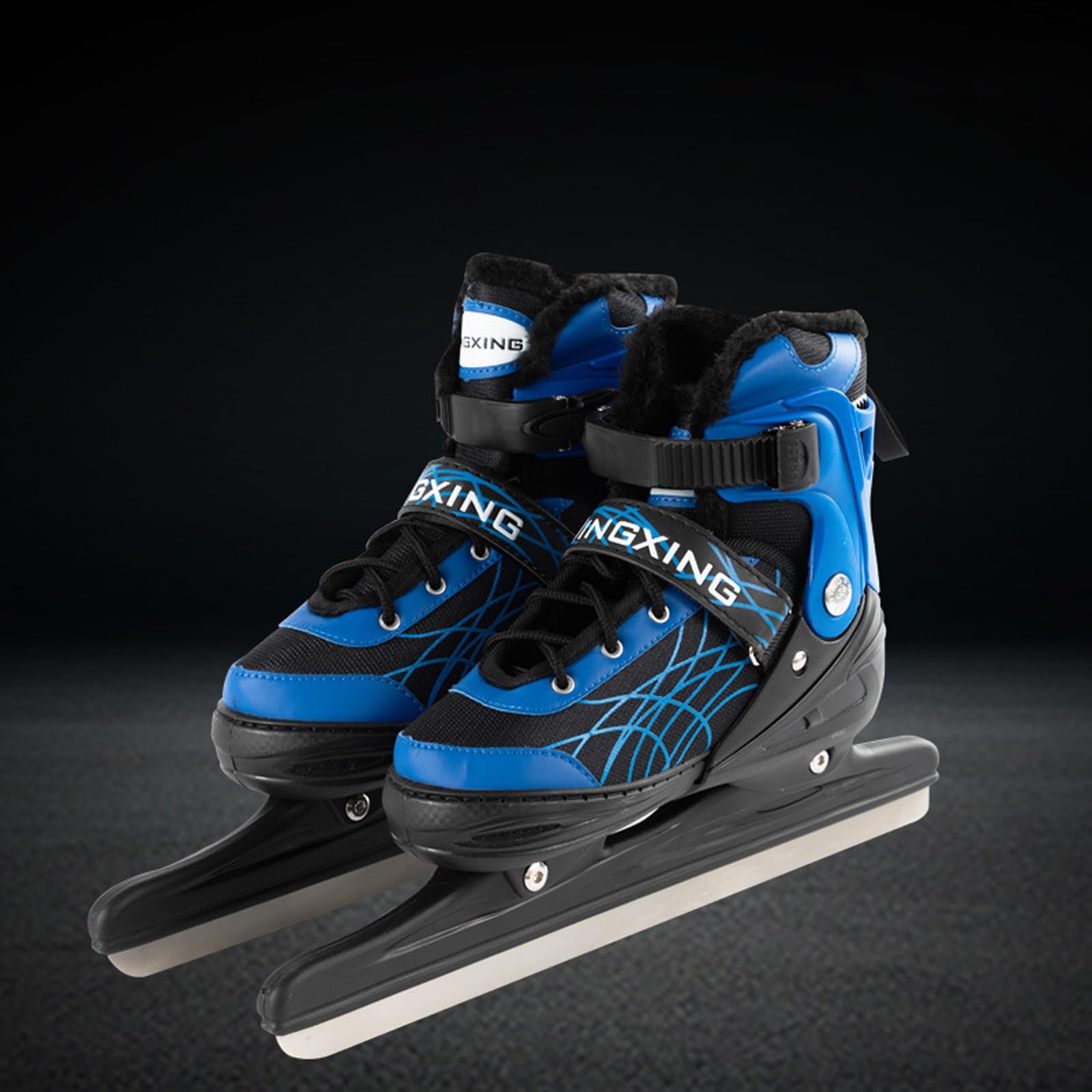 Patins à Glace pour Les Adolescent Garçon Fille,Chaussures de Patinage de Vitesse système de laçage Rapide et Boucle Push-Lock,Patins réglables en 4 Tailles,Idéal pour Les patinoires