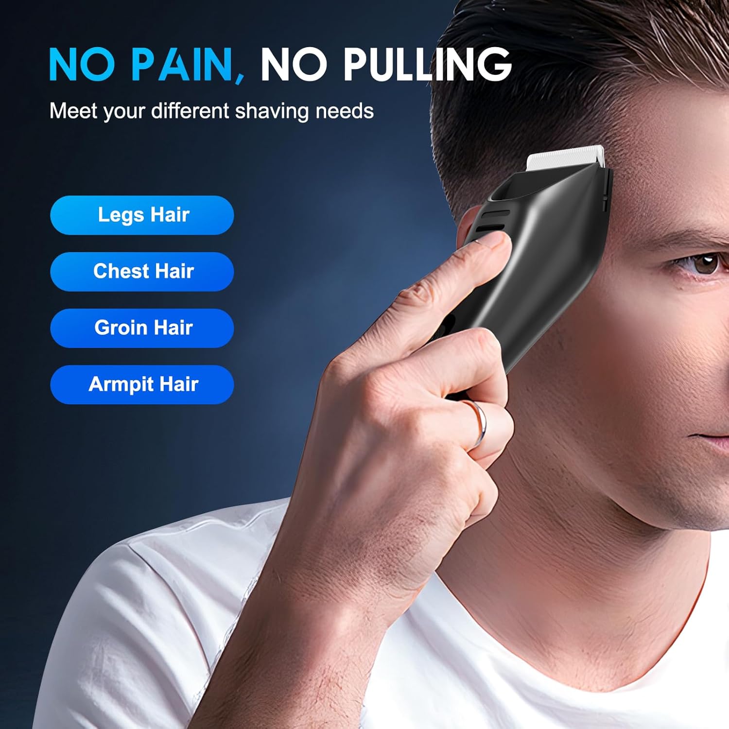 Electric Body Hair Trimmer - IPX7 Waterproof Trimmer for Men with LED Light, Wet/Dry Groomer, USB-C Rechargeable- Men's Pubic, Groin and Body Shave,Balls & Sensitive Skin Safe-Christmas Gifts for Men