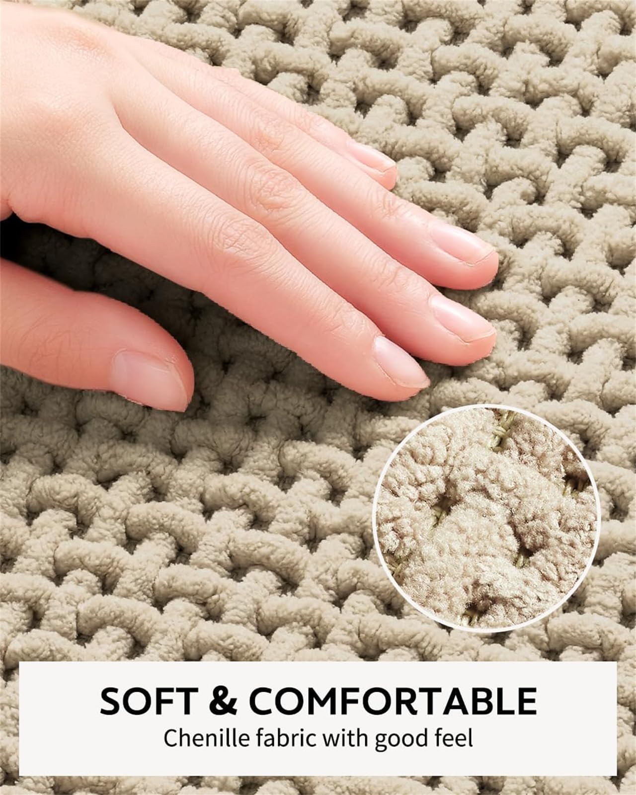 Tapis de bain chenille doux et antidérapant en microfibre à séchage rapide, 60 x 160 cm, idéal pour baignoire et douche, design antidérapant sûr, tapis de salle de bain absorbant.