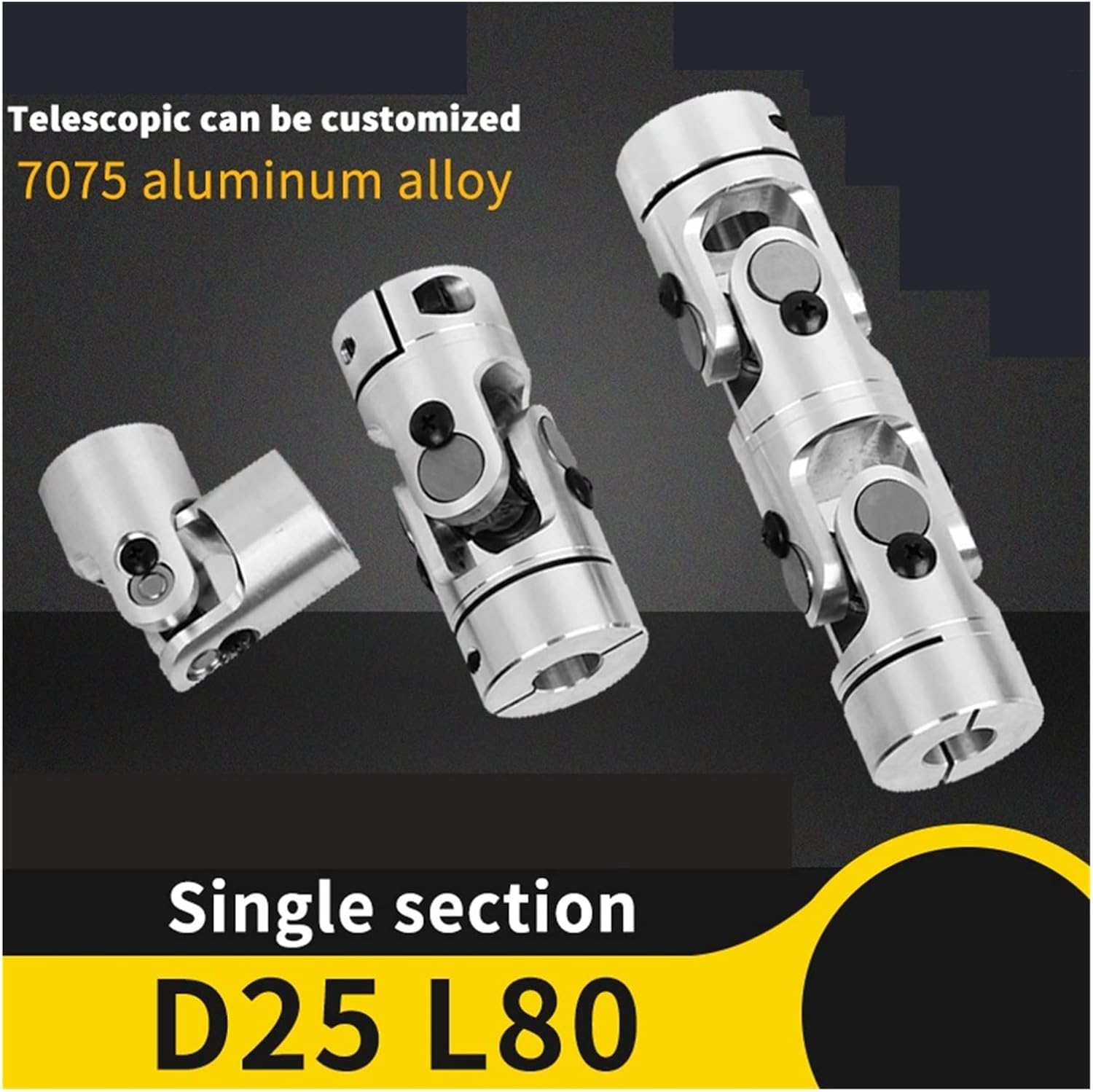 LANGshaw 1pcs D25 L80mm Universal Coupling Precision Single Section GHA Telescopic Cross Universal Joint Transmission Joint Leisurely (Inner Diameter : 9X9.525)