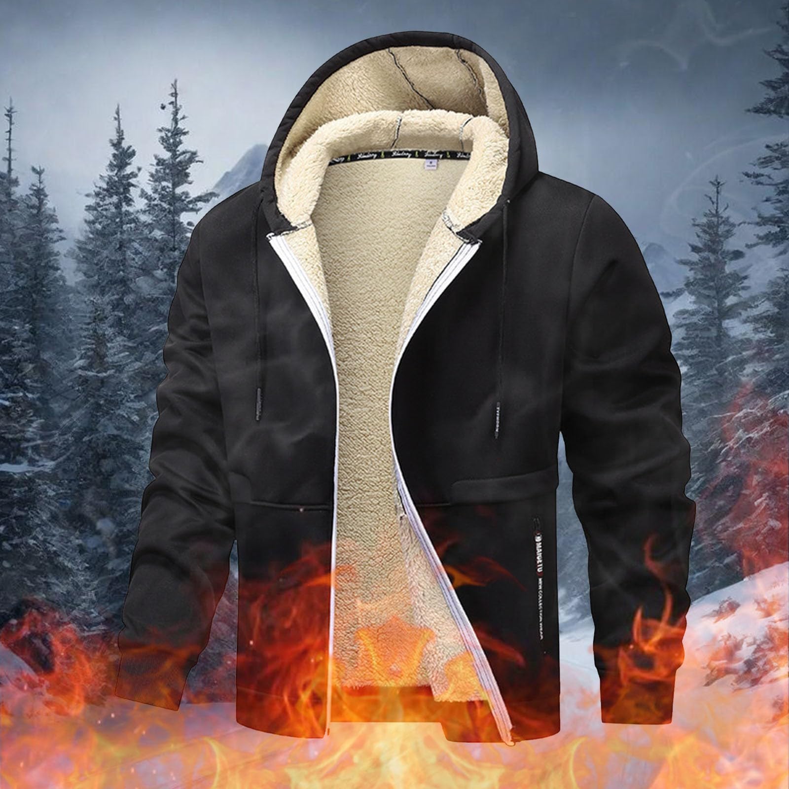 Giacca Invernale Uomo Giubbotto Imbottito Fodera Caldo Giacca in Pile Felpa con Cappuccio e Zip Elegante Giubbino Cappotto Lana a Maniche Lunghe Antivento, per Attività All'aria Aperta Taglia：XS-6XL