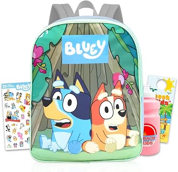 Bluey Backpack for School Bundle w/ 15" Bookbag for Toddler Girls + More