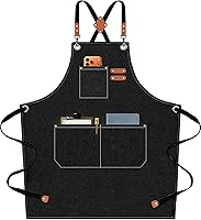 AFUN Heavy Duty 16oz Cotton Canvas Cross Back Apron for Men Women - Oversized Pockets, Adjustable M-XXL Fit (Black)