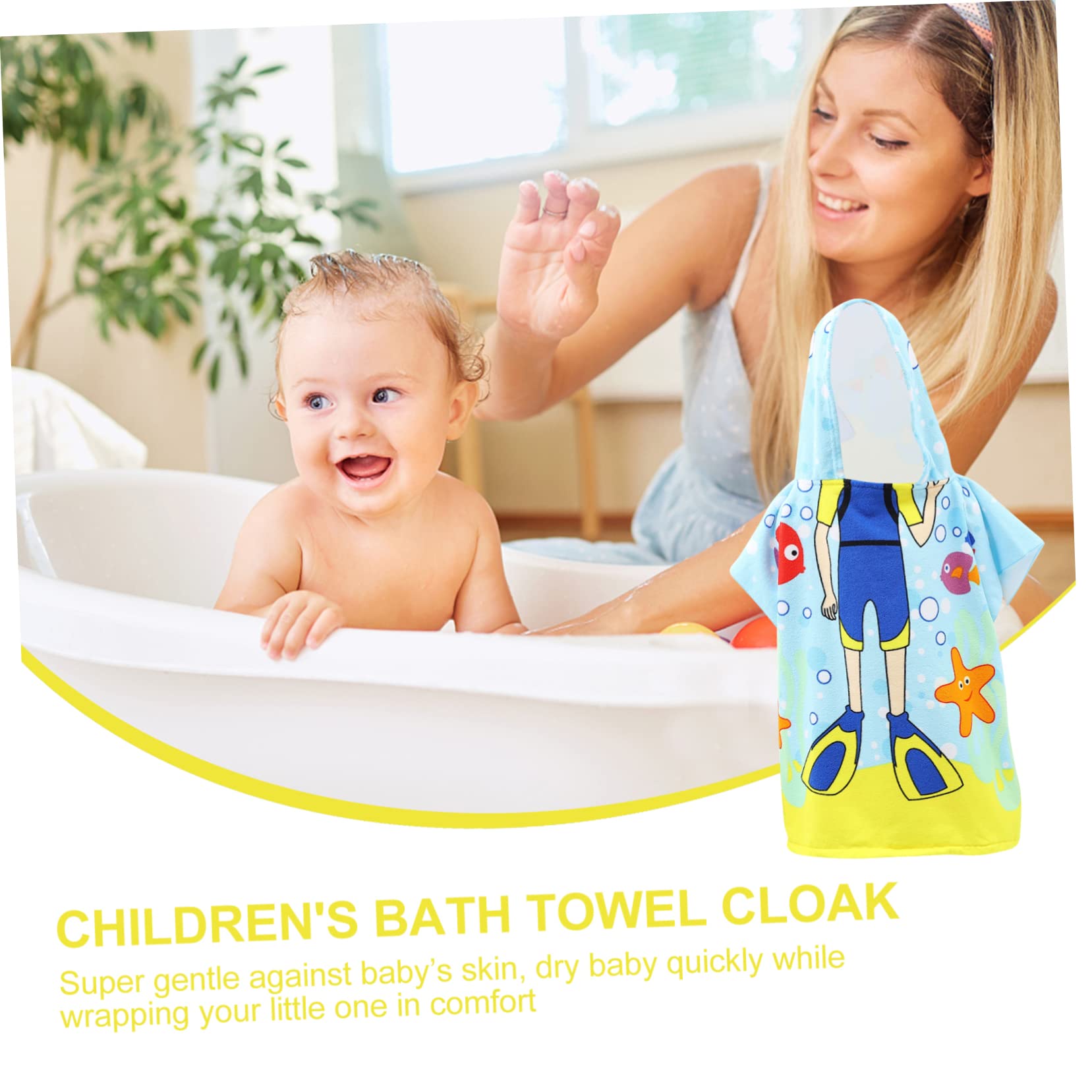 Abaodam 4pièces Serviette De Bain Garçon Fille à Capuche Microfibre avec Imprimé Ludique Peignoir De Bain Poncho De Plage pour Et Garçon Fille